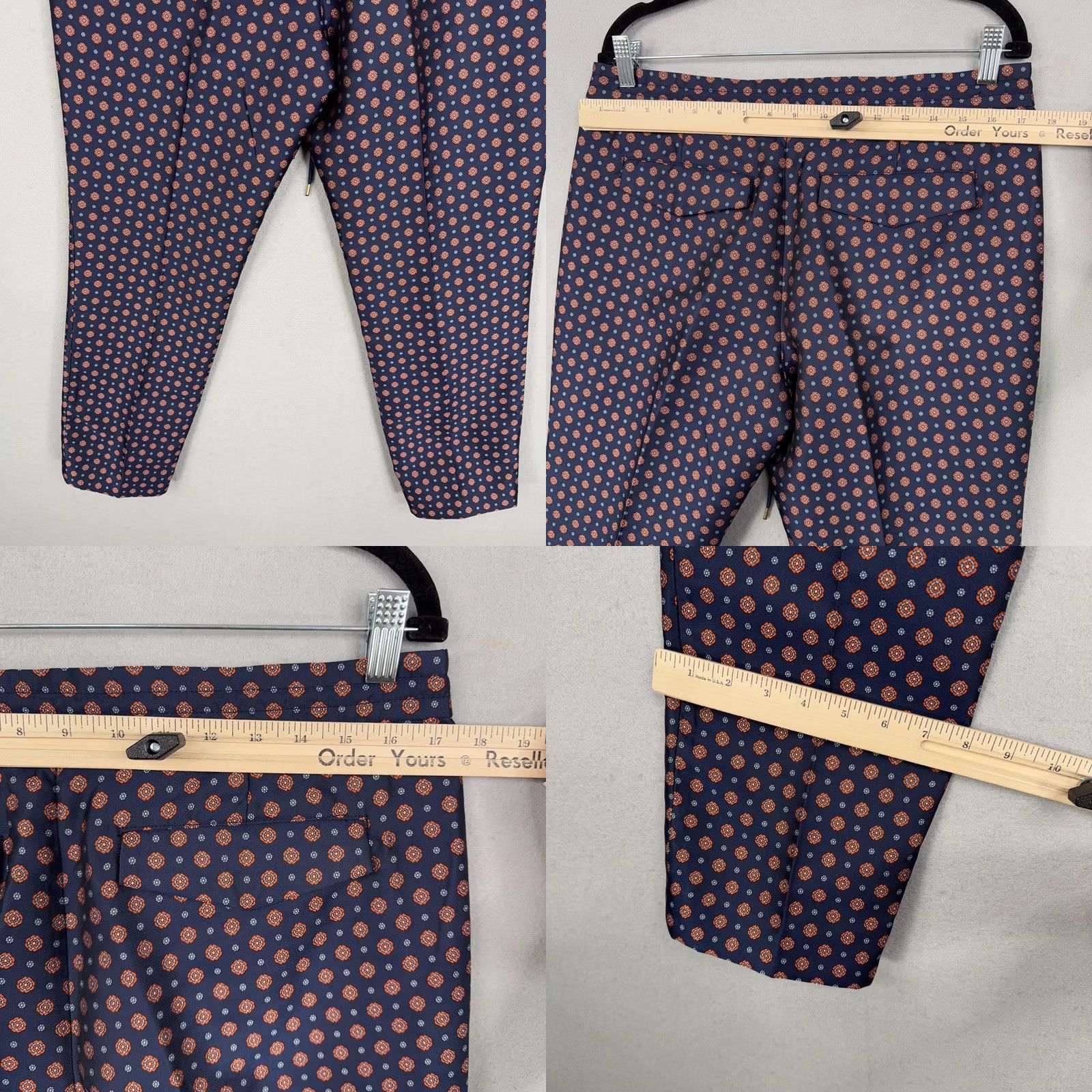 J.Crew J.CREW Pants Womens 10 Blue Orange Foulard Medallion Print Tapered Ankle Trouser Size 32" / US 10 / IT 46 - 8 Thumbnail