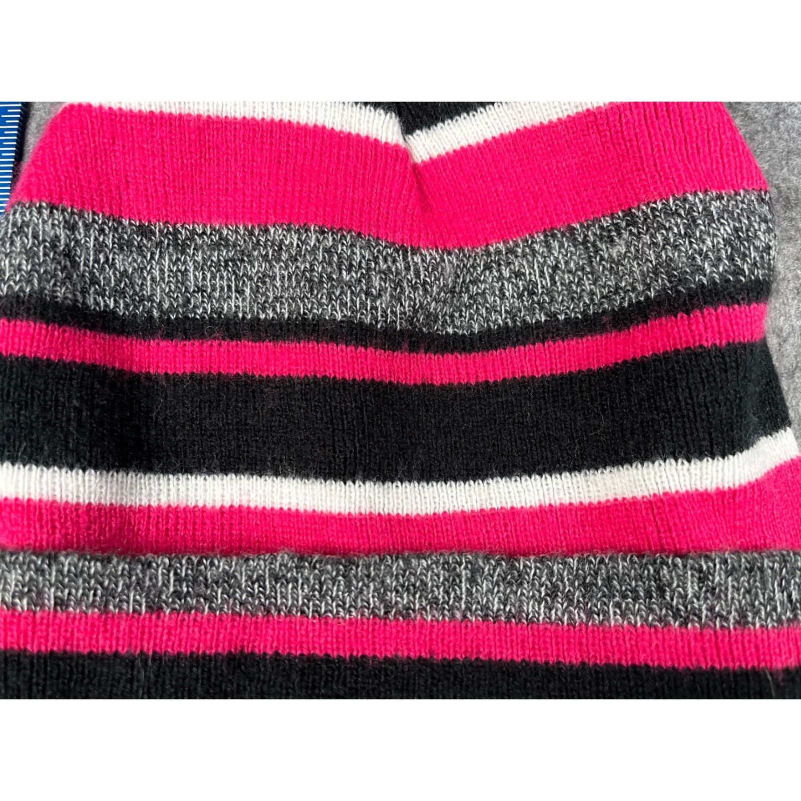 Pinko Beanie Toque Adult One Size Black Pink White Stripe Knit 100% Acrylic Snow Ski Size ONE SIZE - 2 Thumbnail