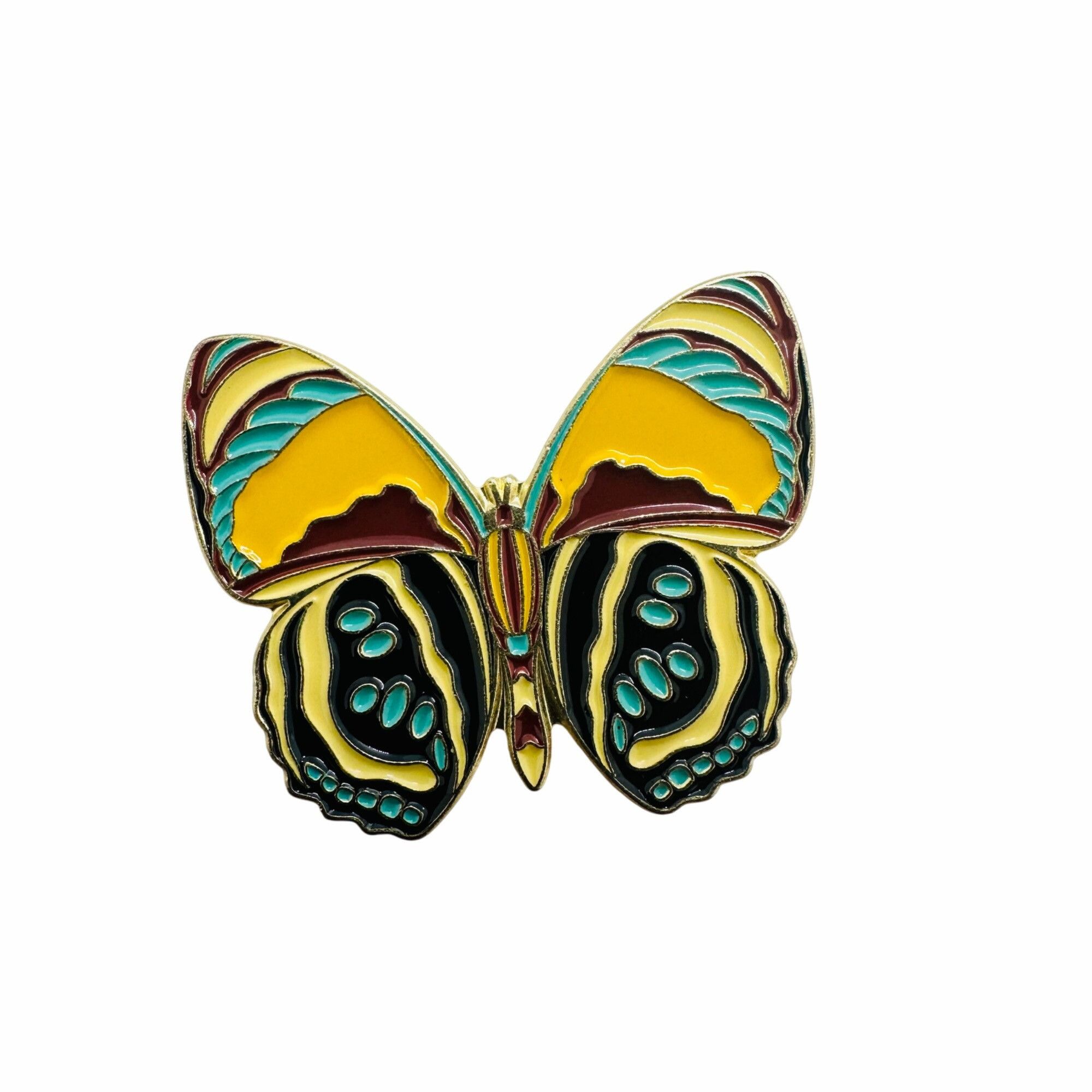 Other Butterfly Breast Brooch Emblem Pin Badge Yellow Teal Gold Me Size ONE SIZE - 5 Thumbnail