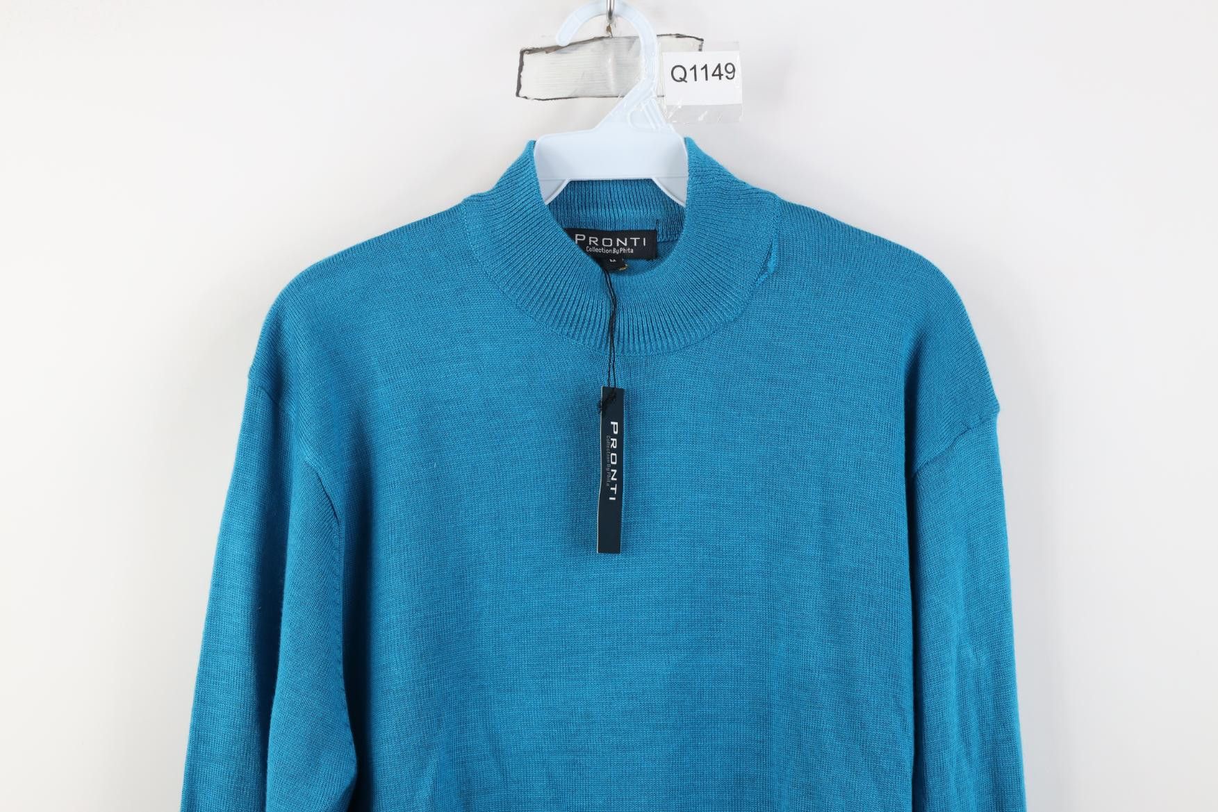 Vintage Deadstock Vintage 90s Y2K Streetwear Mock Neck Sweater Blue Size US M / EU 48-50 / 2 - 2 Thumbnail