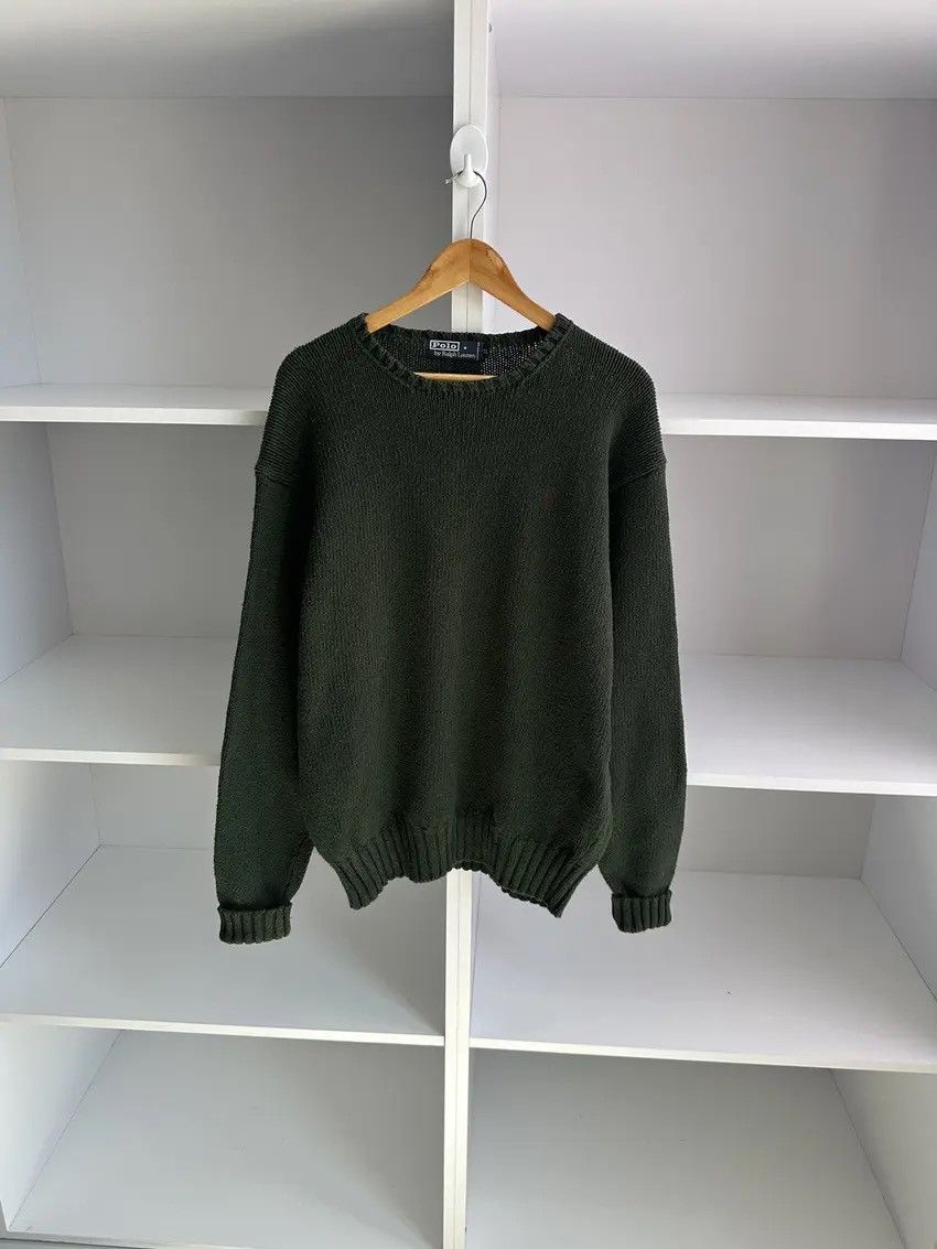 Pre-owned Polo Ralph Lauren T Heavy Knitted Green Sweater