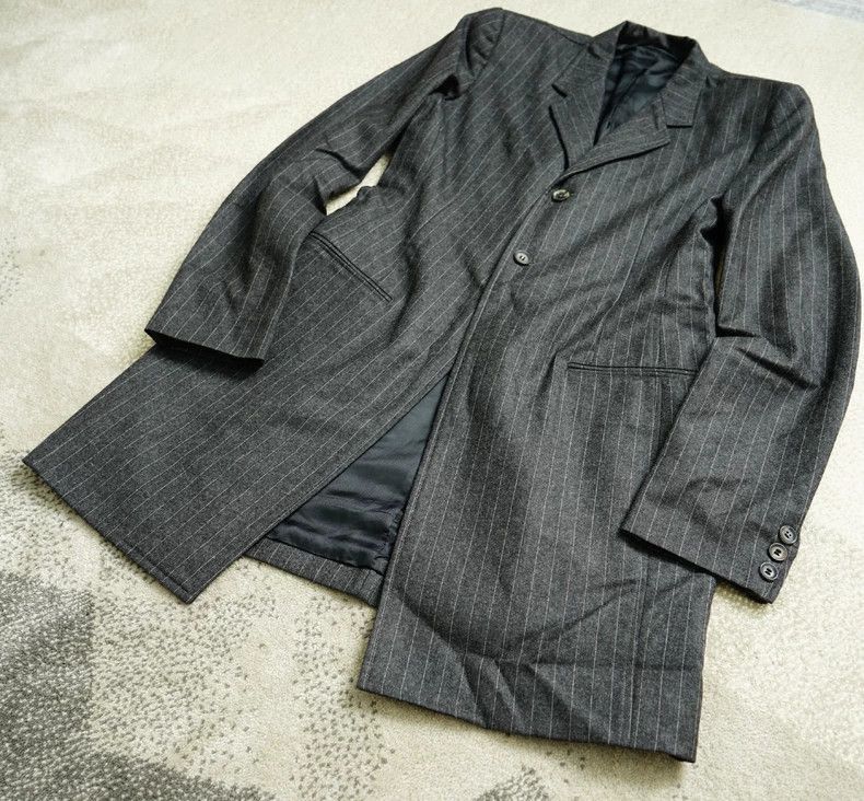 Yohji Yamamoto Yohji Yamamoto Yohji Yamamoto Striped Wool Coat Size M Size US M / EU 48-50 / 2 - 2 Thumbnail