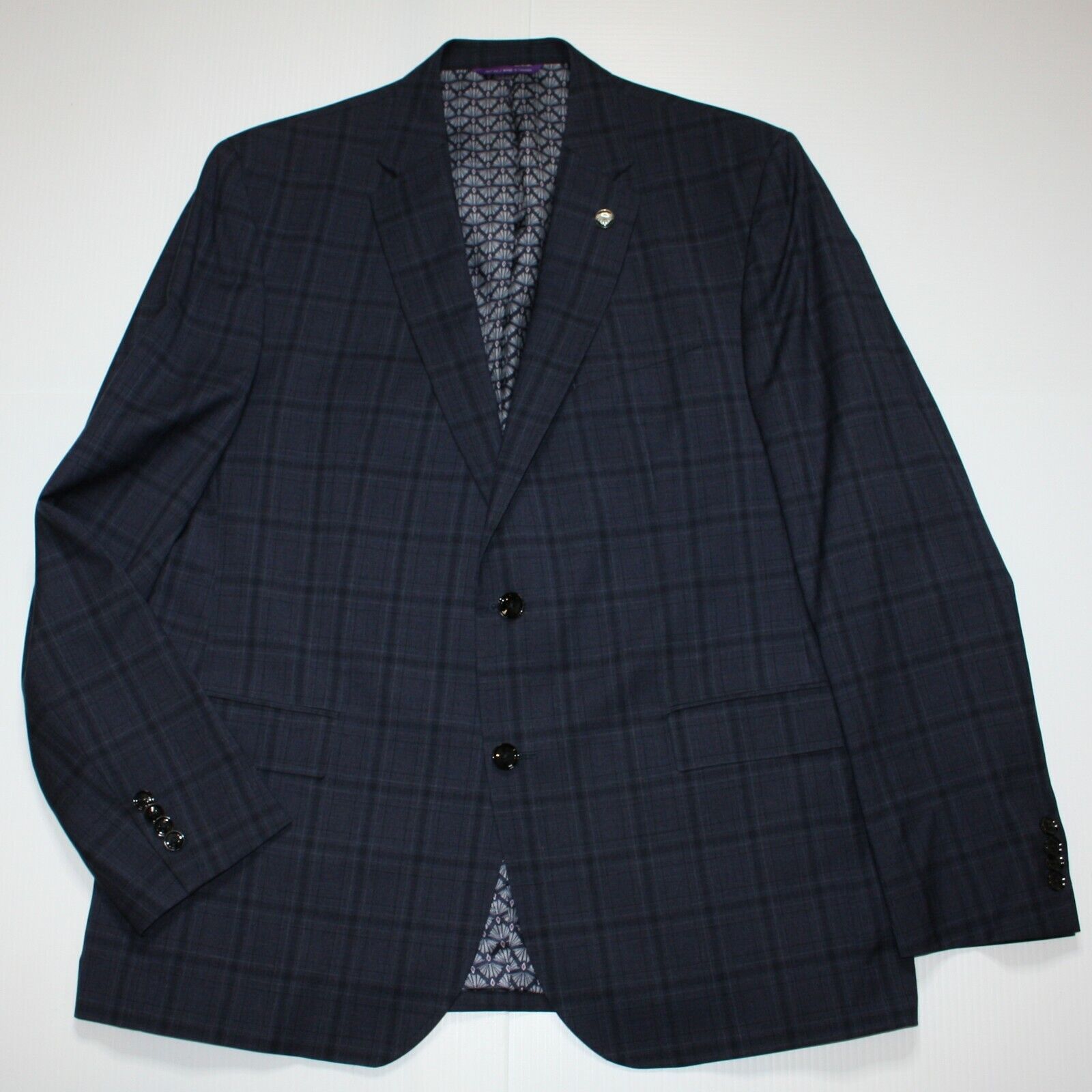 Ted Baker Jay Trim Fit Windowpane Stretch Wool Suit Inseam 29" $848 Size 44R - 5 Thumbnail
