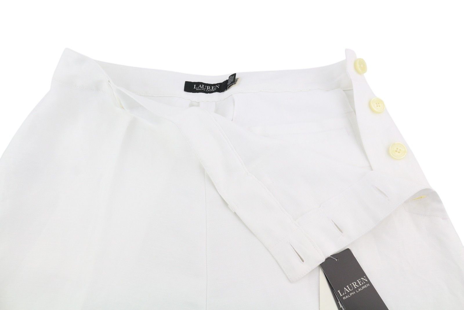 Lauren Ralph Lauren W29 White Linen Blend Cropped Flared Trousers 84706 Size 29" - 4 Thumbnail