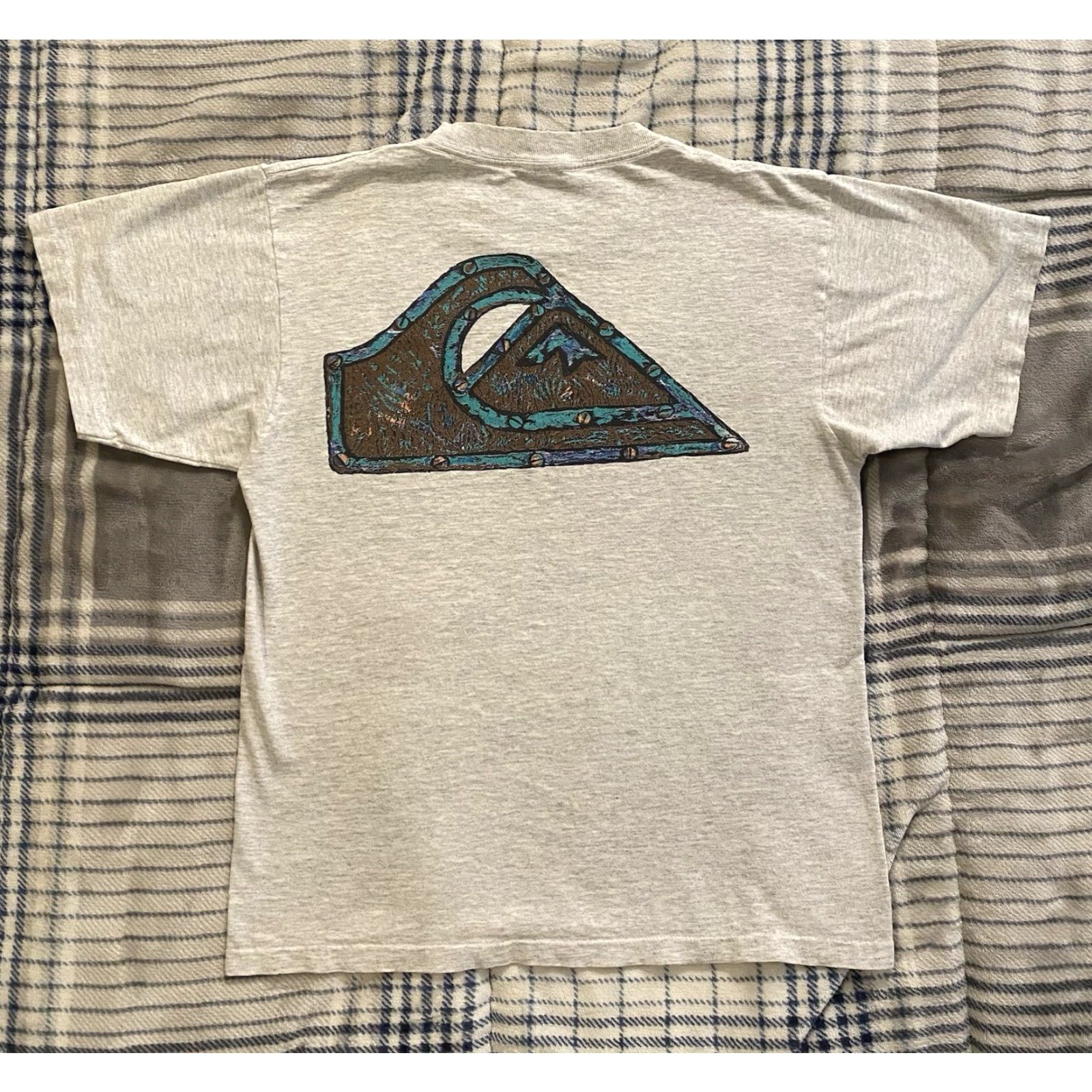 Quiksilver VINTAGE Quiksilver T-Shirt Gray Crew Neck Short Sleeve Double-Sided 80s USA Men Medium/Regular Size US M / EU 48-50 / 2 - 2 Thumbnail