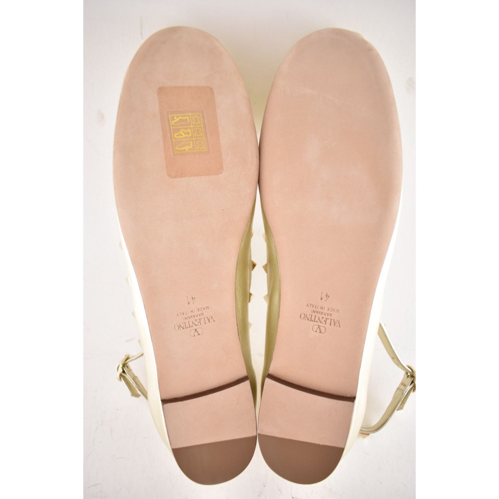 Valentino Valentino Rockstud Platino Gold Stud Ankle Strap Bow Ballet Size US 11 / IT 41 - 17 Thumbnail
