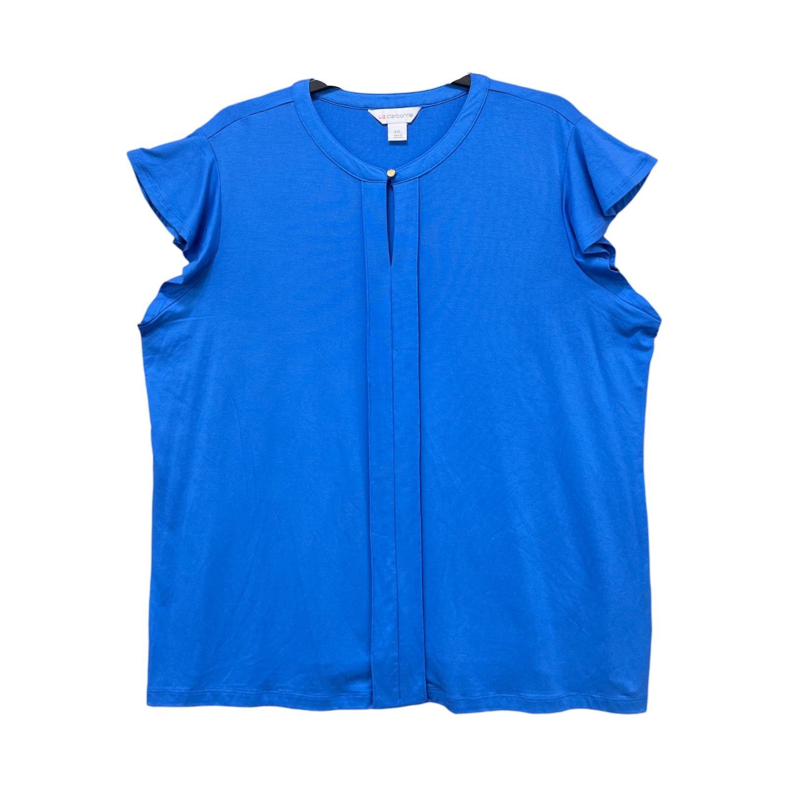 Other Liz Claiborne - Women's Keyhole Neck Short Sleeve Blouse - B Size XXL / US 16-18 / IT 52-54 - 3 Thumbnail