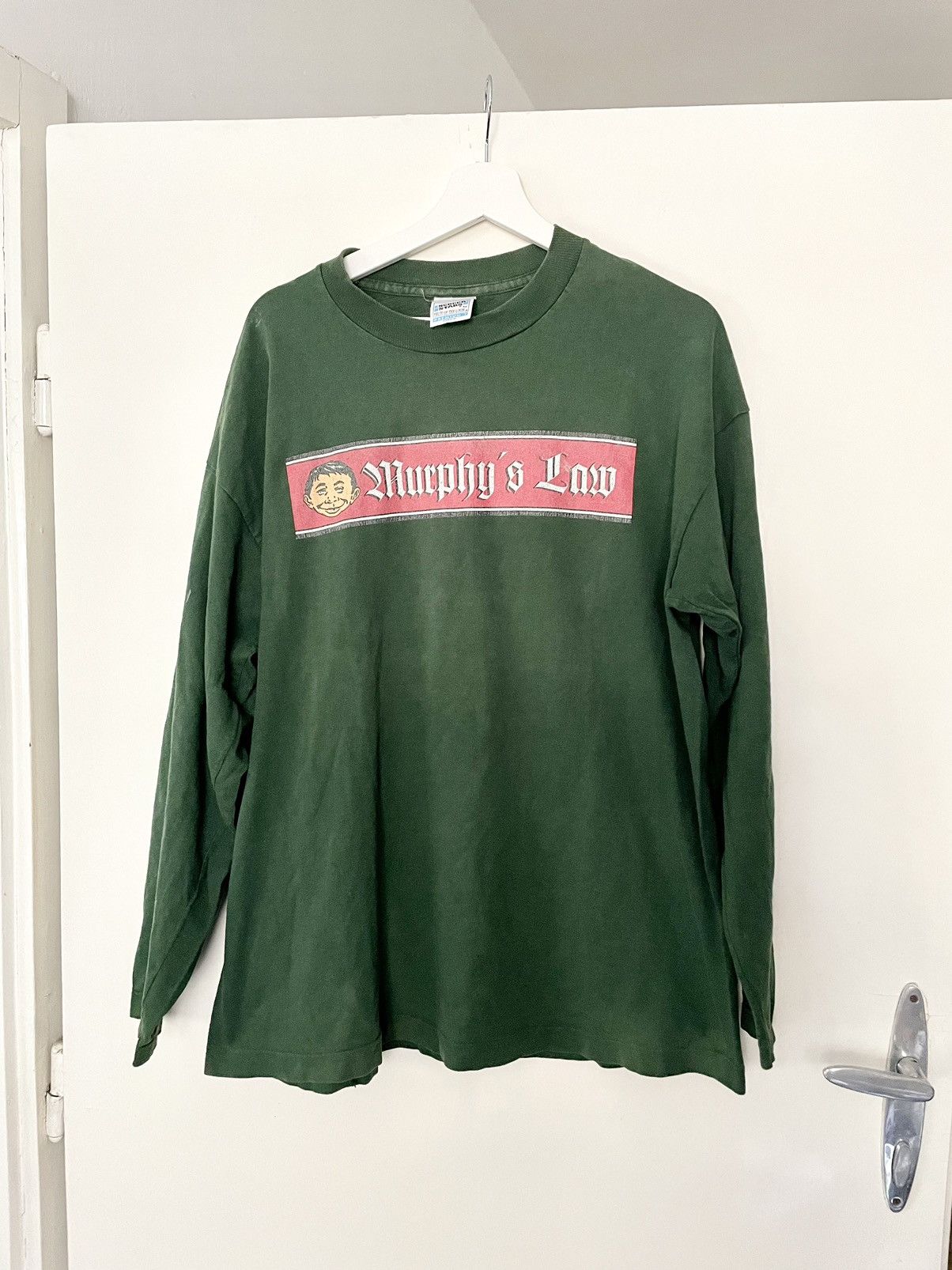 image of Band Tees x Screen Stars Murphy’S Law Vintage Punk 90's Longsleeve in Green, Men's (Size XL)