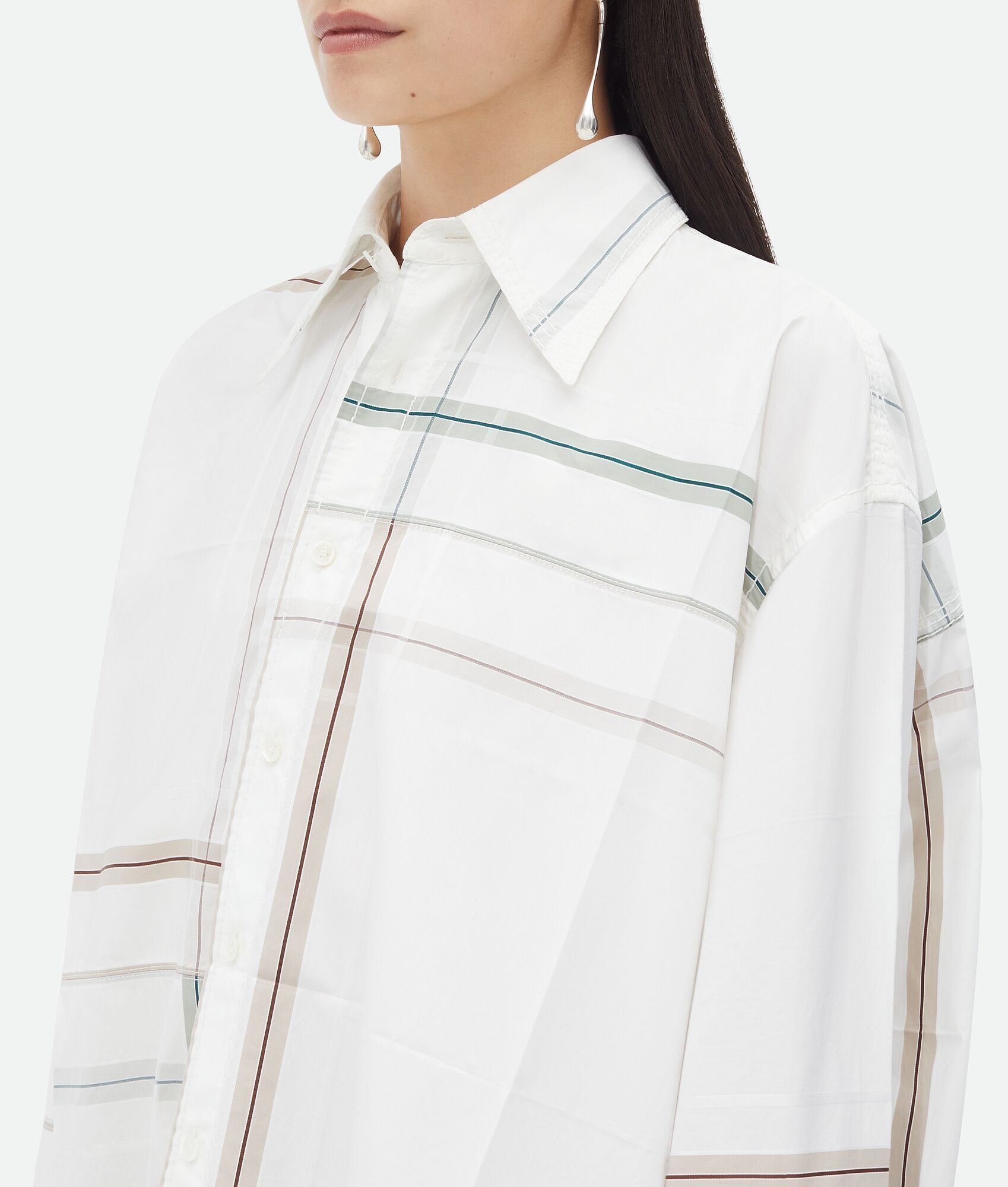 Bottega Veneta o1y0725 Checked Shirt in White Size XS / US 0-2 / IT 36-38 - 2 Thumbnail
