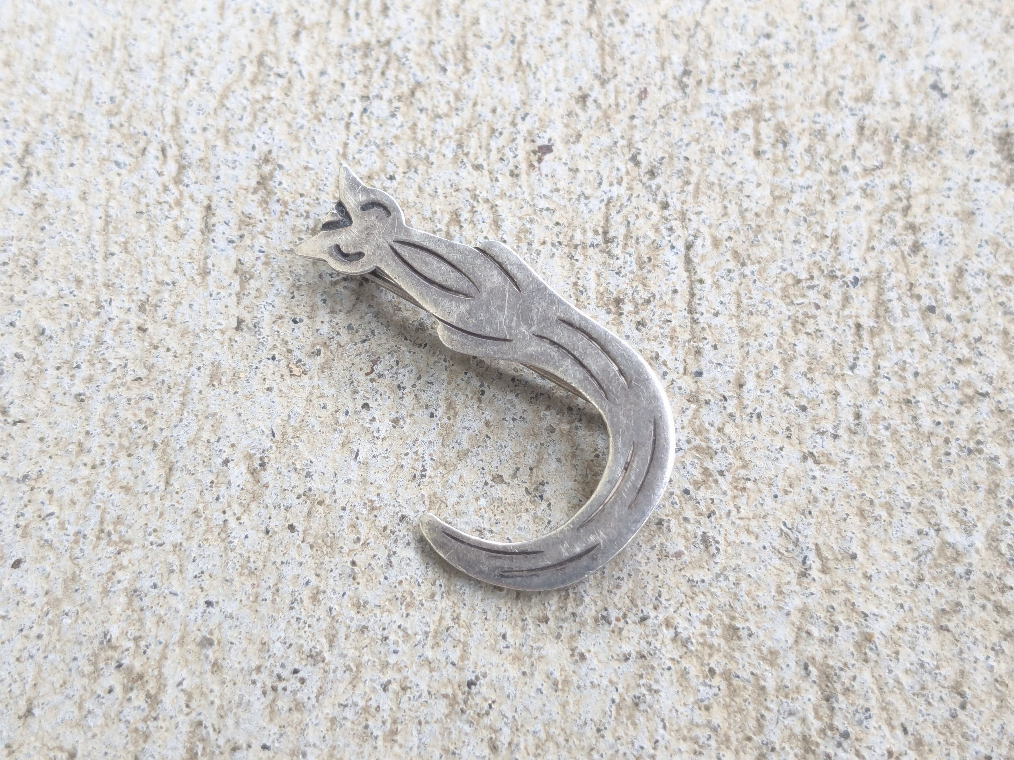 Sterling Silver × Vintage Vintage Sterling Silver Pin Brooch Cat Kitty Taxco Mexico Size ONE SIZE - 1 Thumbnail