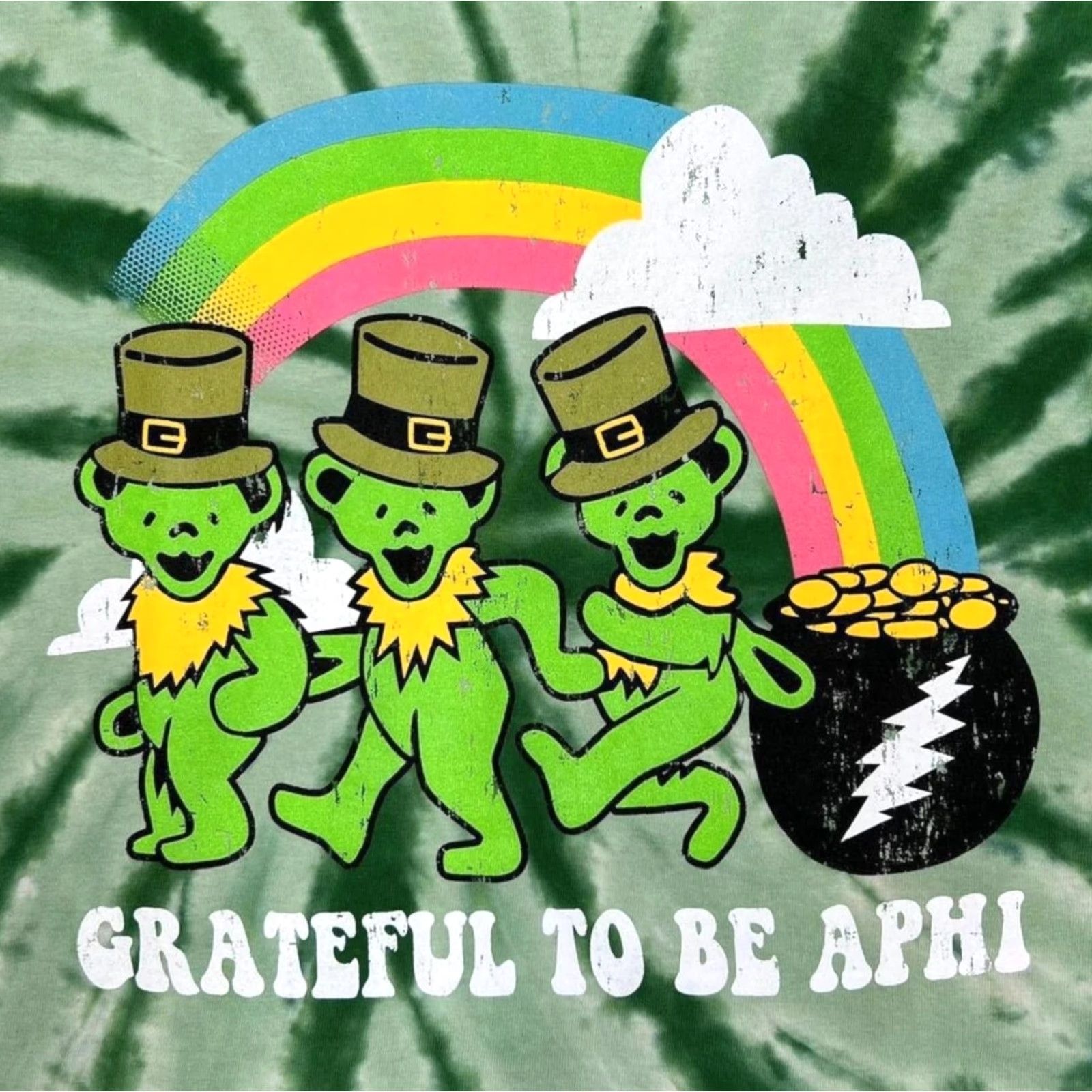 Port & Company Grateful To Be Aphi Fraternity Sorority Souvenir Green Tie Dye T-Shirt Small Mens Short Sleeve Graphic Print 90s Style Tie Dye Souvenir Green Size US S / EU 44-46 / 1 - 4 Thumbnail
