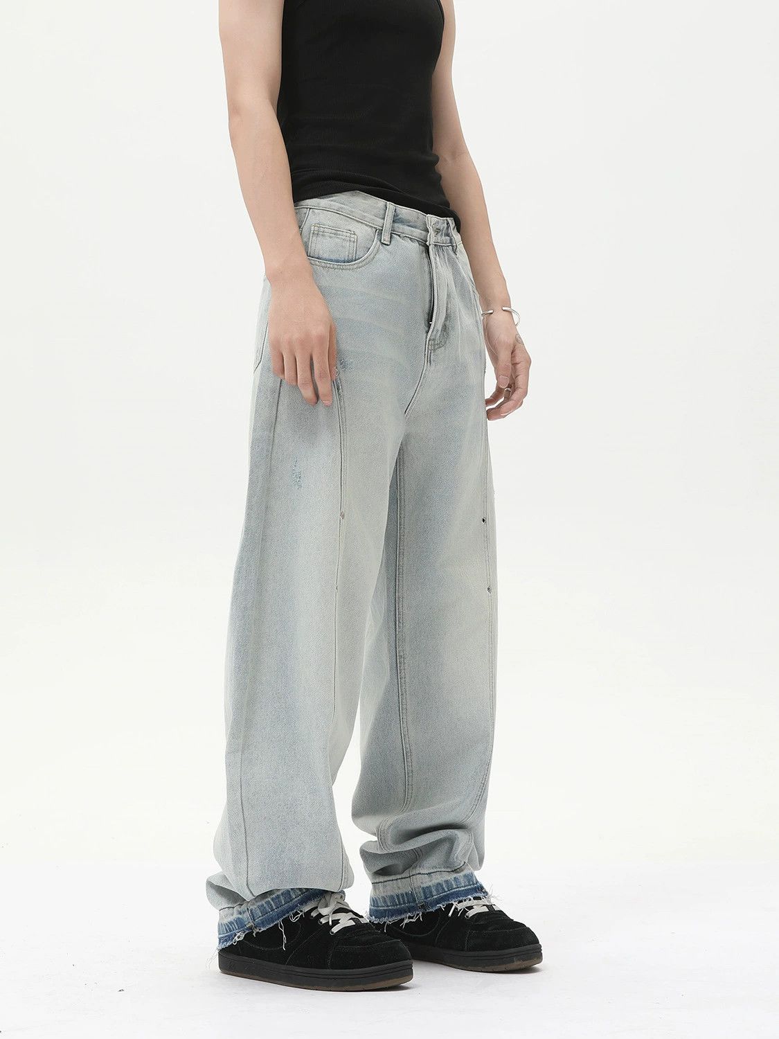 Japanese Brand × Jean Light blue wide-leg loose slim straight-leg scimitar jeans Size US 32 / EU 48 - 4 Thumbnail