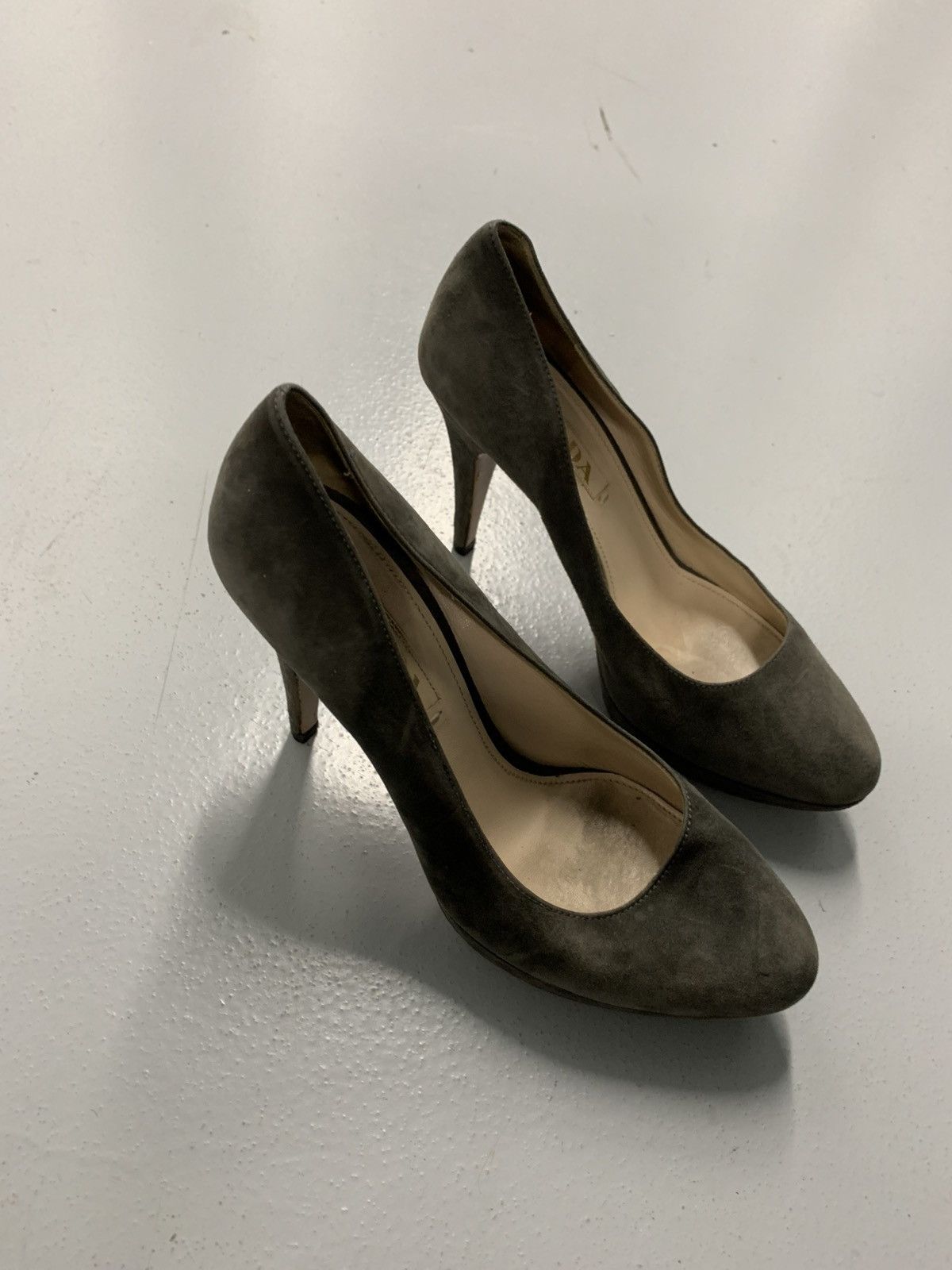 Prada Prada Olive Grey Suede Pumps - Size 36 US 6 Size US 6 / IT 36 - 3 Thumbnail