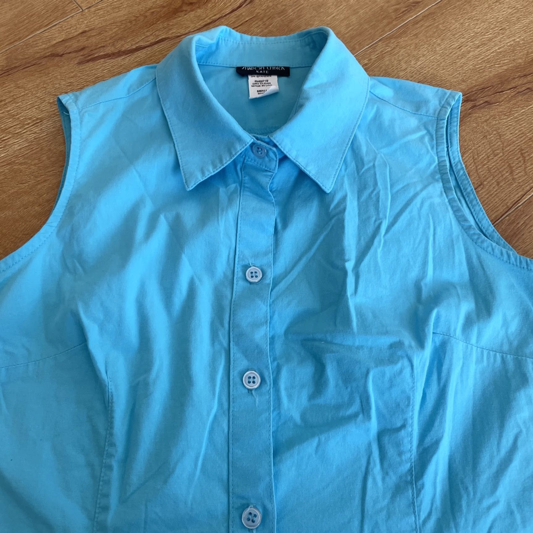 Altea VINTAGE Sharon Endick Vest Top Women’s Small Teal Blue 90s Sleeveless Button-Up Y2K, Casual, Cotton Blend, Blue, 90s, Bohemian, Women, Small Size S / US 4 / IT 40 - 2 Thumbnail