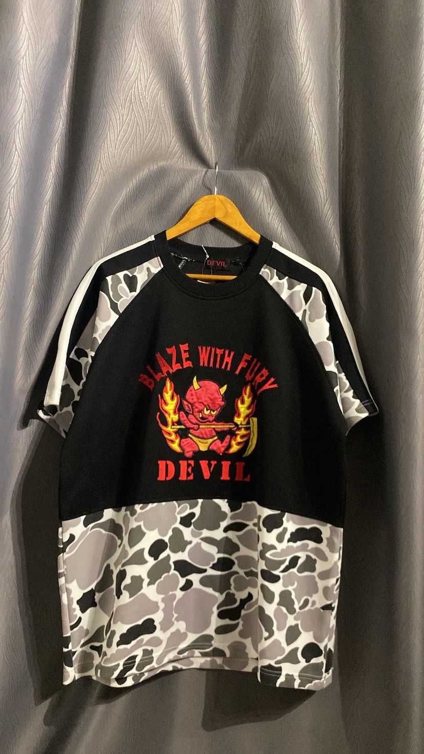 Japanese Brand Devil y2k Jersey camo like a bape Size US L / EU 52-54 / 3 - 1 Thumbnail