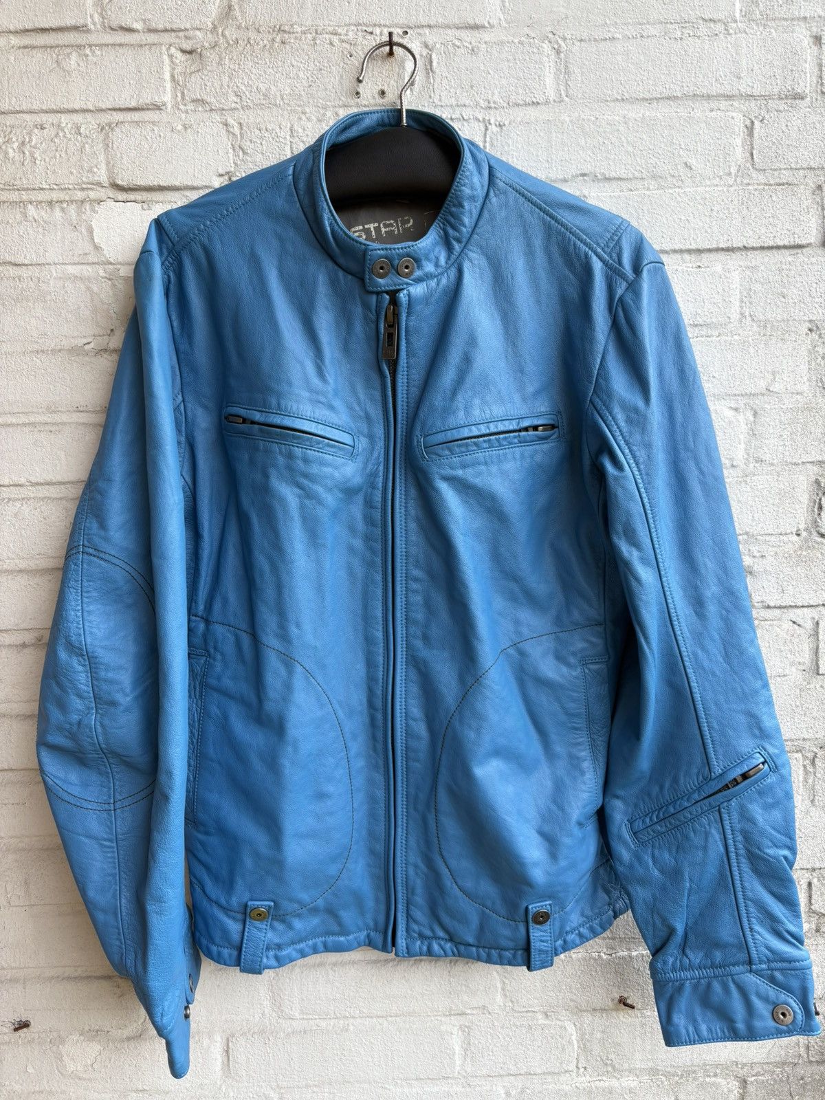 Raw Blue Leather Jacket | Grailed