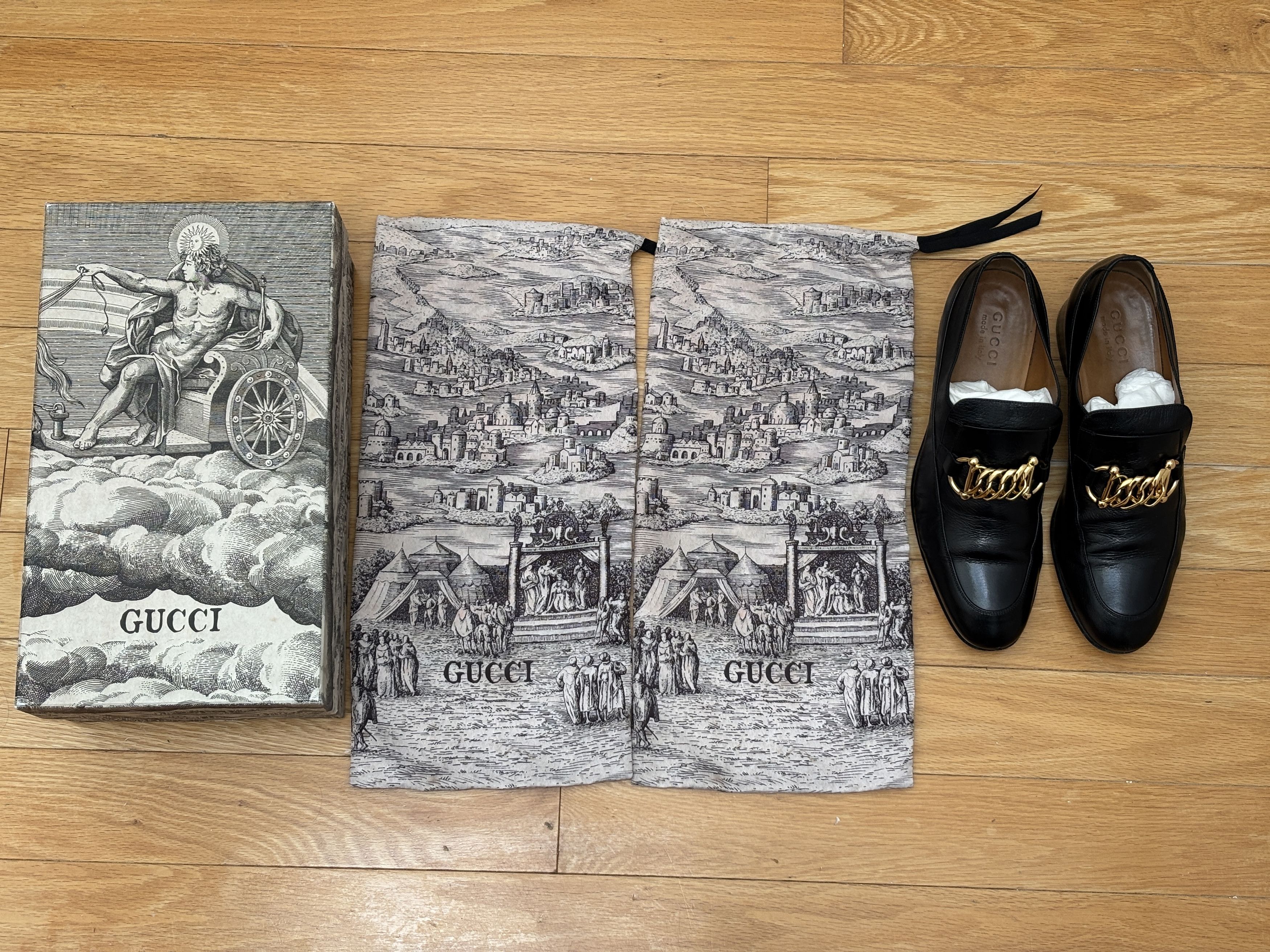 Gucci Gucci Black Leather Chain Loafers US9.5 Size US 9.5 / EU 42-43 - 3 Thumbnail