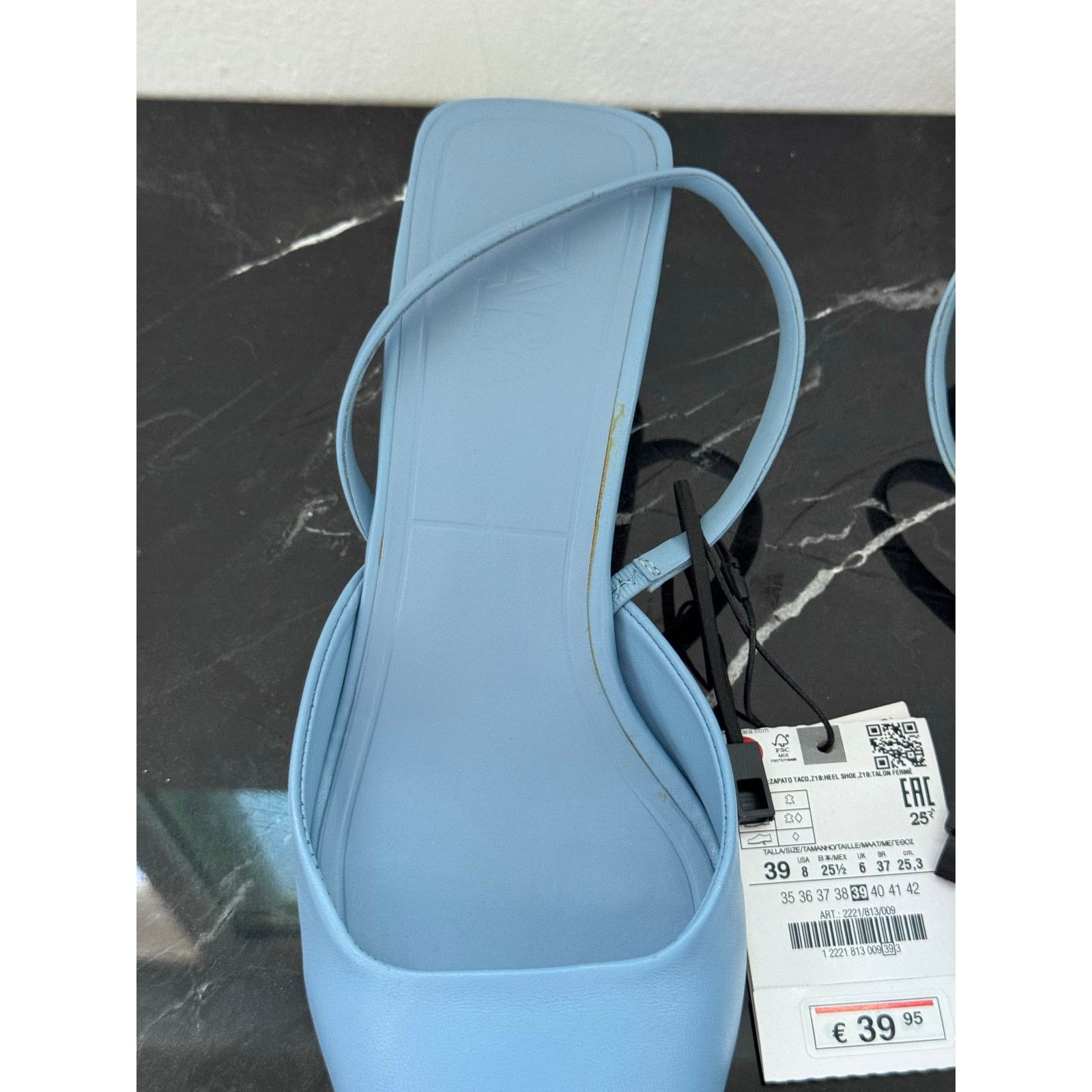 Zara ZARA Powder Blue Pointed Toe Slingback Mule Kitten Heels Size US 9 / IT 39 - 2 Thumbnail