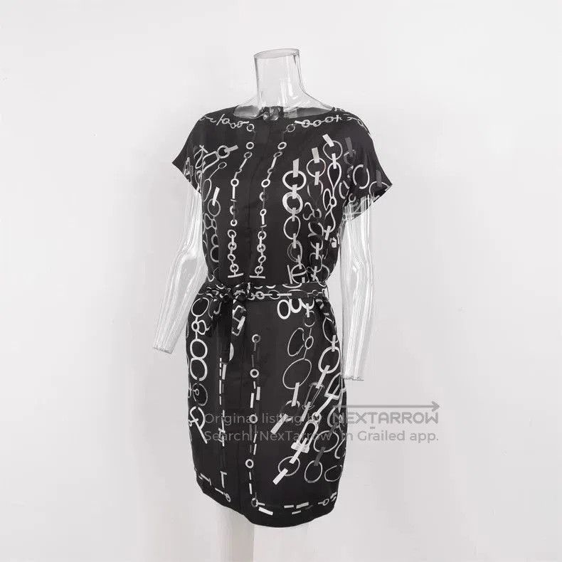 Hermes Hermès Black Chain Print Silk Dress. Size US S / EU 44-46 / 1 - 2 Thumbnail
