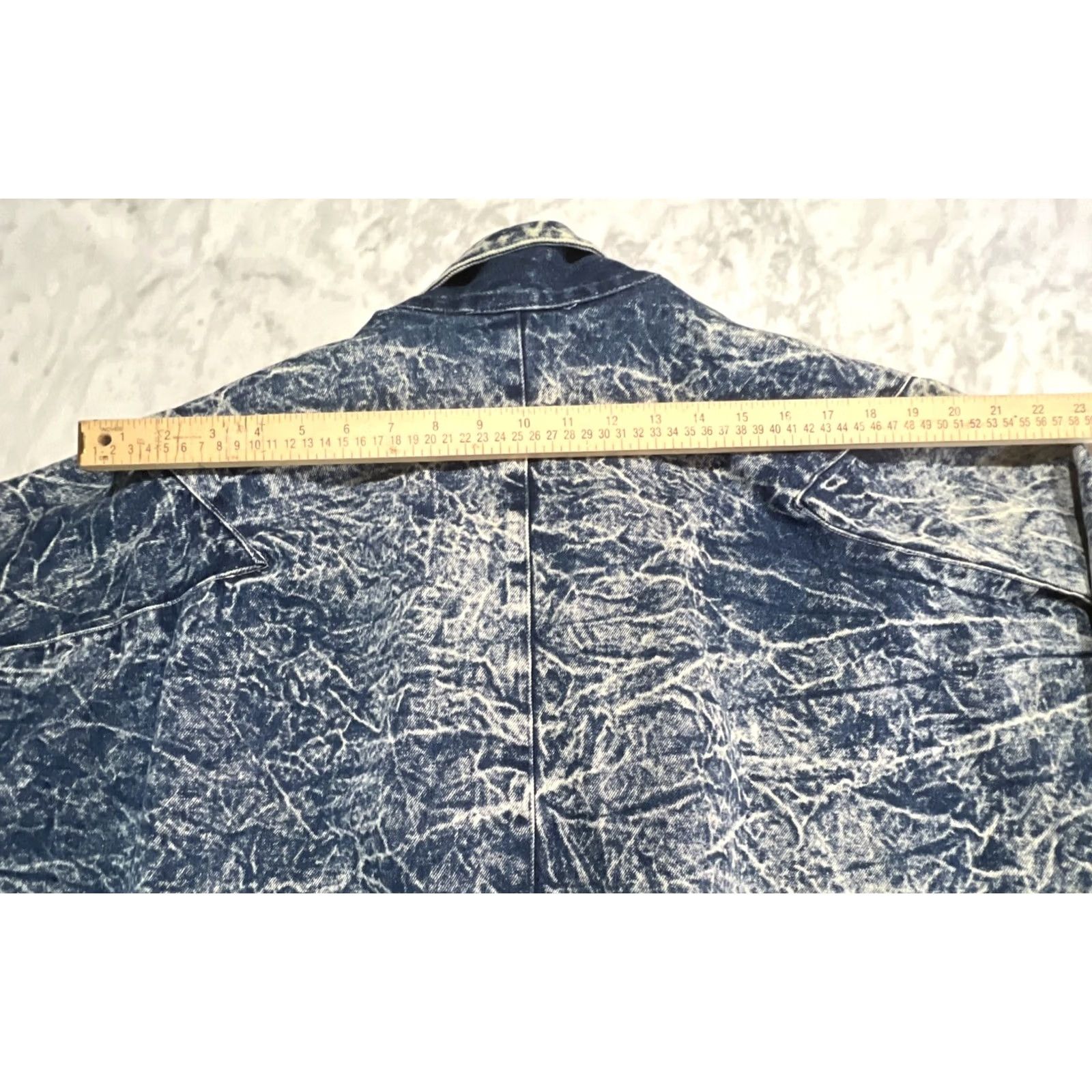 Denime VINTAGE 1980s Acid Wash Denim Jacket Women’s S 3/4 Sleeve Padded Shoulders Denim Blue Glam Rock Hi Teens Jacket Womens S Size S / US 4 / IT 40 - 7 Thumbnail