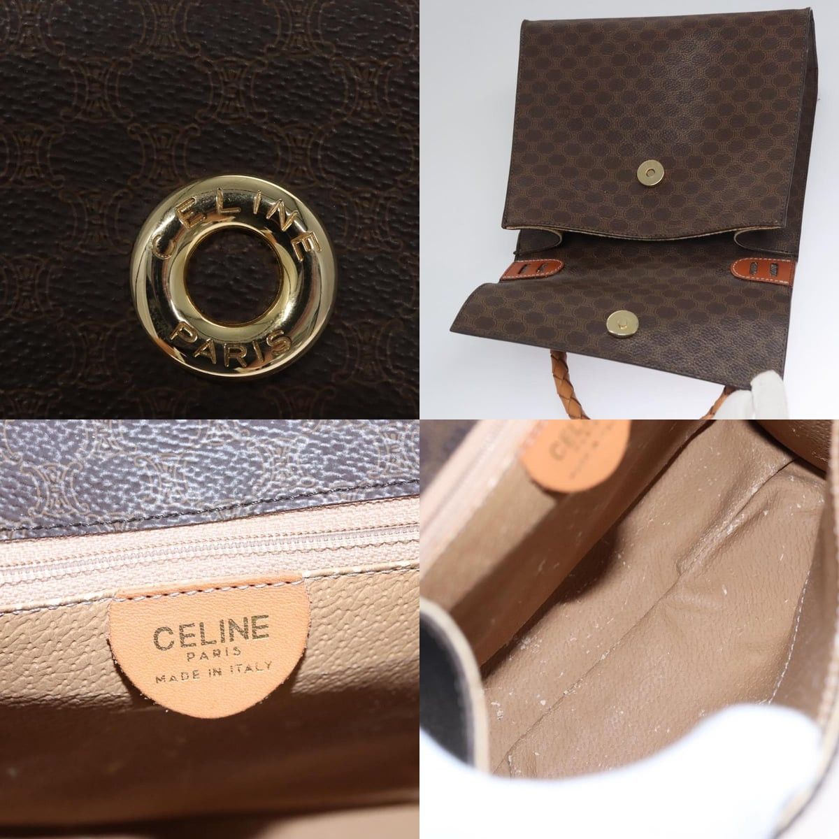 Celine CELINE Macadam Canvas Hand Bag Pvc Leather Brown Size ONE SIZE - 11 Thumbnail