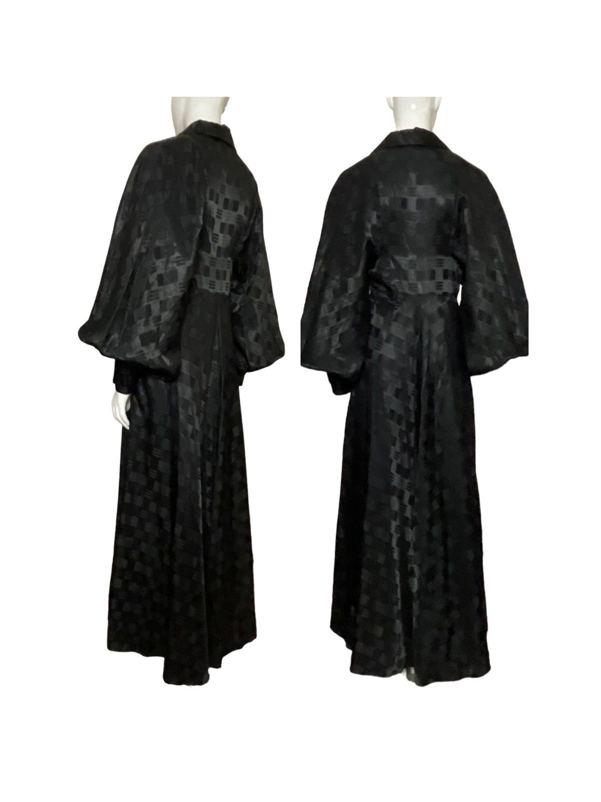 image of Vintage 1970S Black Satin Wide Sleeve Maxi Dress, Women's (Size Small)