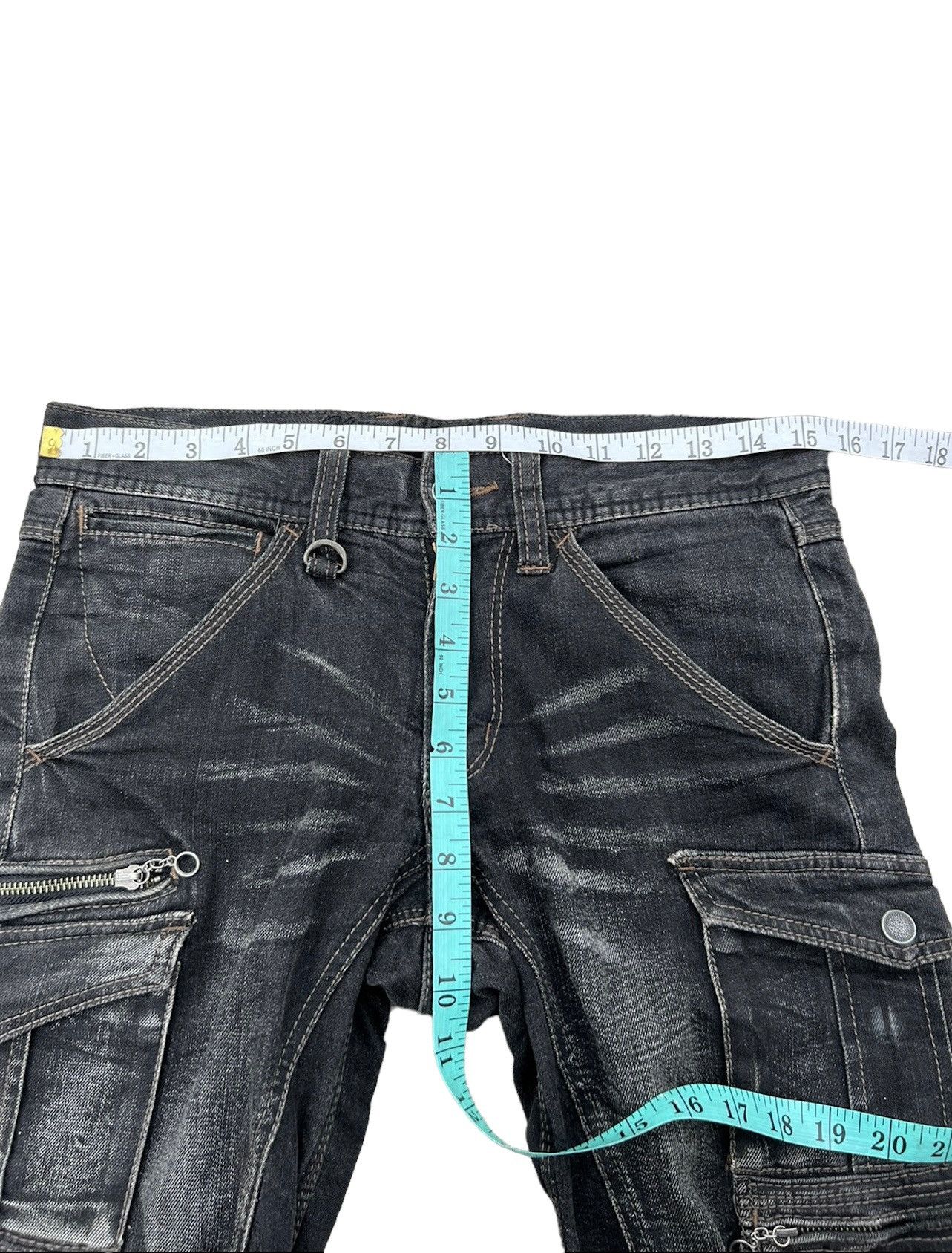 Nicole Club Nicole Japan Faded Black Stretch Denim Cargo Trouser Size US 29 - 3 Thumbnail