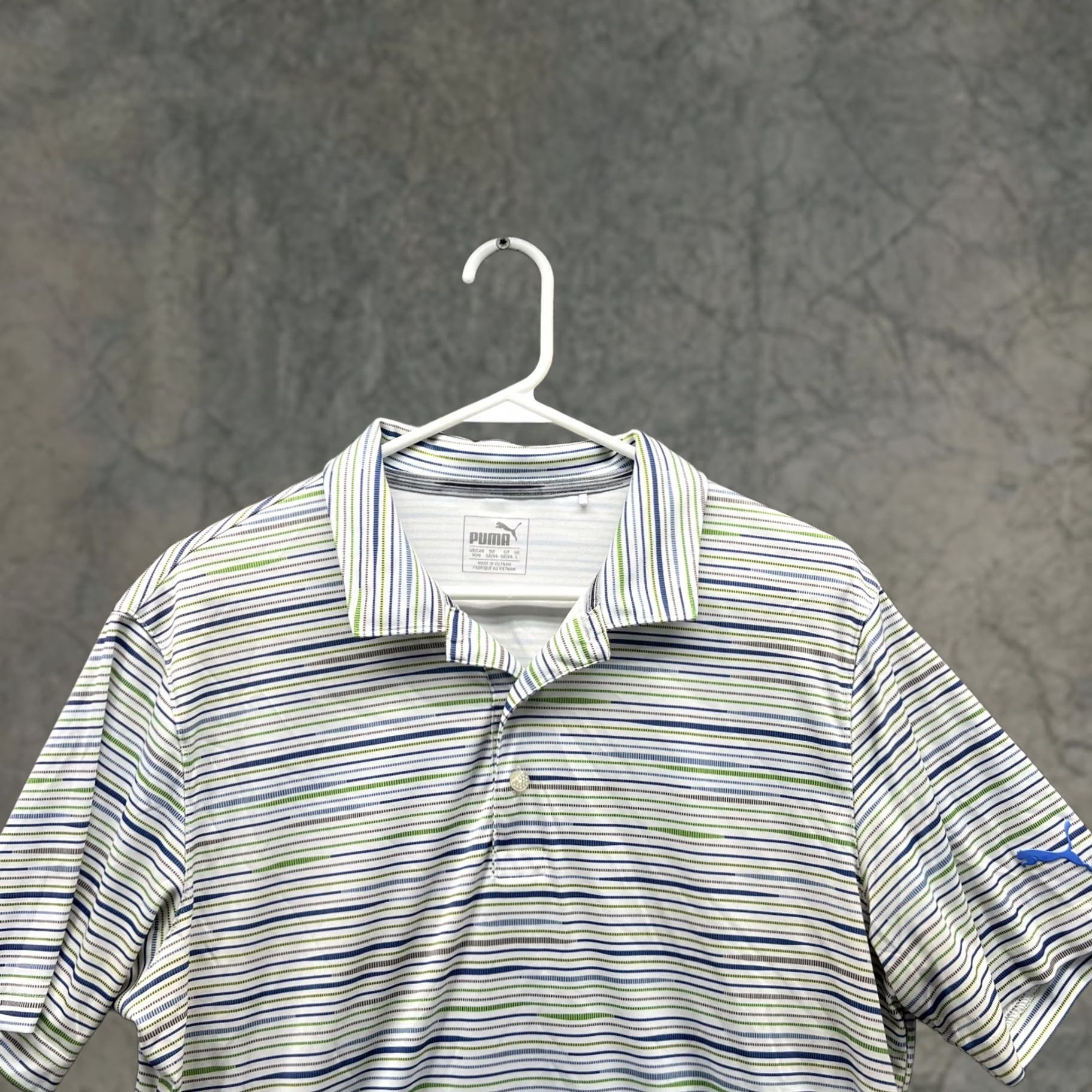 Puma PUMA Polo Shirt Men Medium Gray Striped Polyester Logo Golf Shirt Adult Medium Size US M / EU 48-50 / 2 - 1 Thumbnail