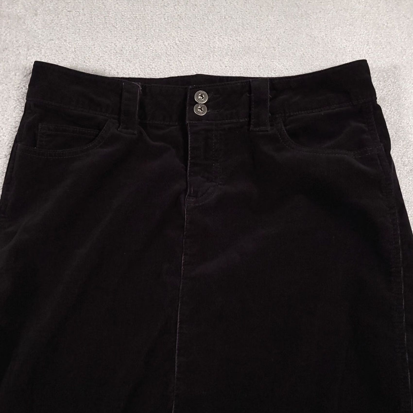 Lee Lee Copper Stretch Corduroy Midi Skirt Women's 9 Black Pockets High-Low Flare, 9, Corduroy, Midi, Black, Lee, Skirt, Women Size 30" / US 8 / IT 44 - 3 Thumbnail