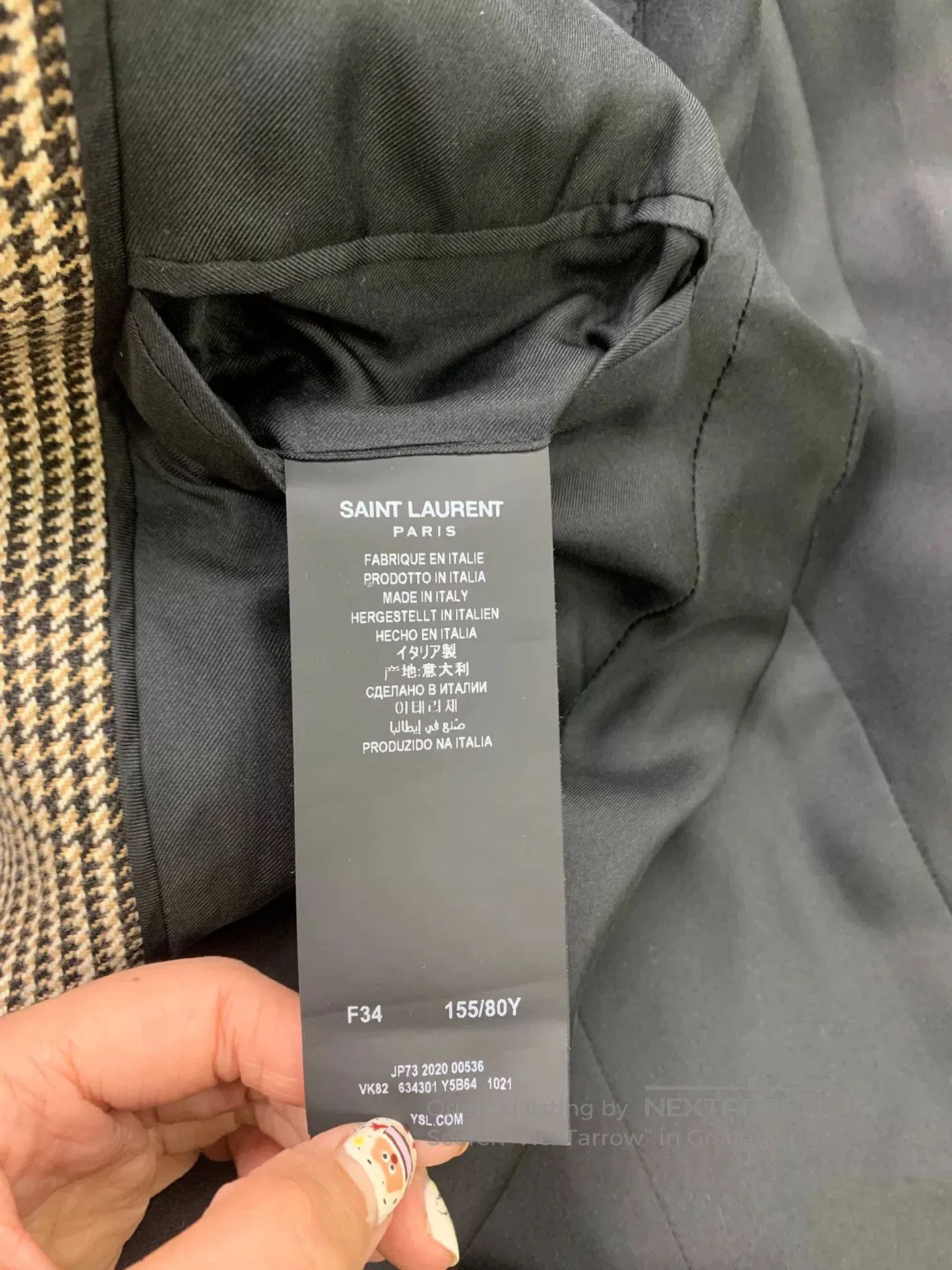 Saint Laurent Paris Saint Laurent Brown/Black Check Blazer. Size XXS / US 00 / IT 34 - 5 Thumbnail