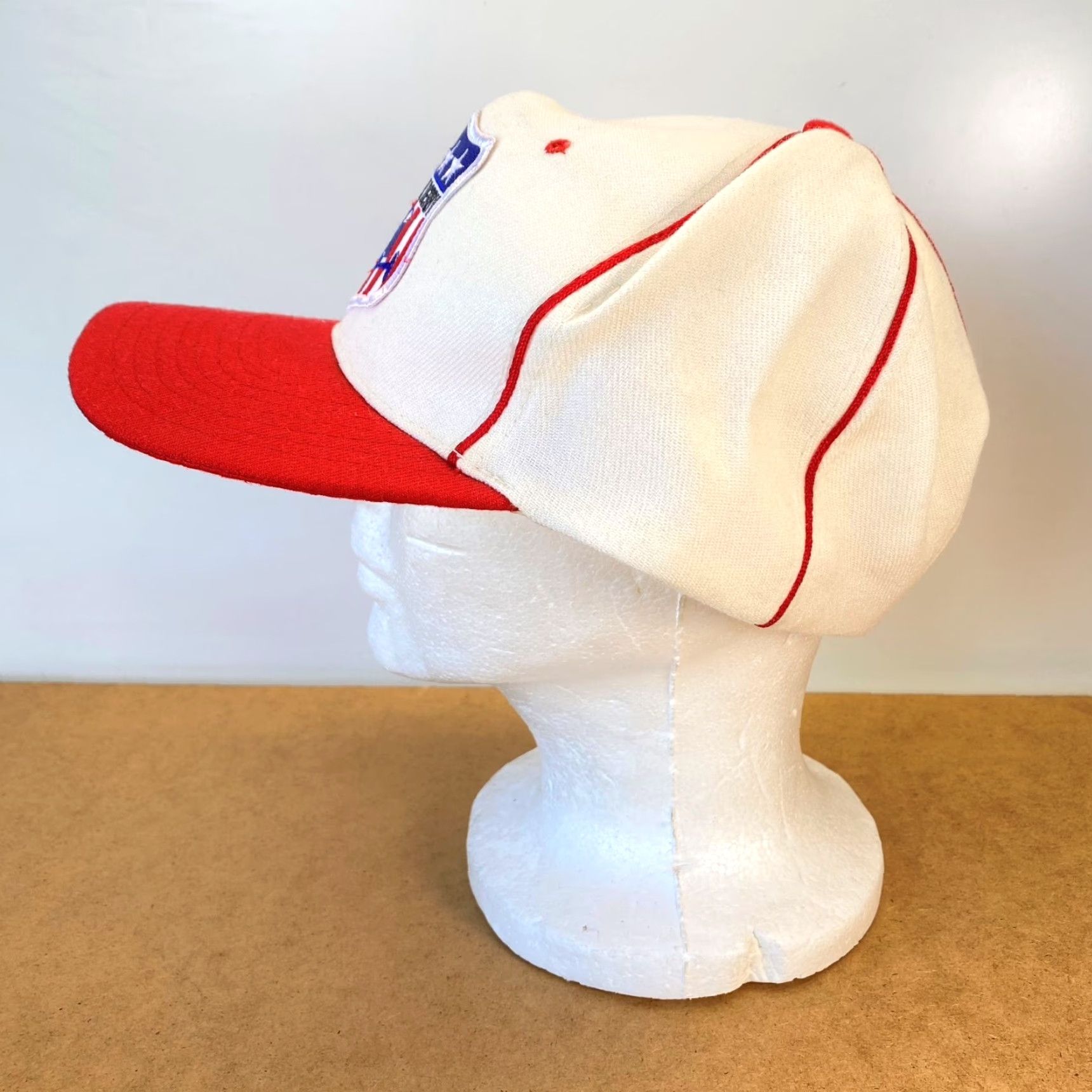 Vintage VINTAGE Nissin Snapback Hat Unisex Adults One Size Beige Red White Blue Pattern: Solid - Adjustable - Vintage Hat for Casual Wear Size ONE SIZE - 3 Thumbnail