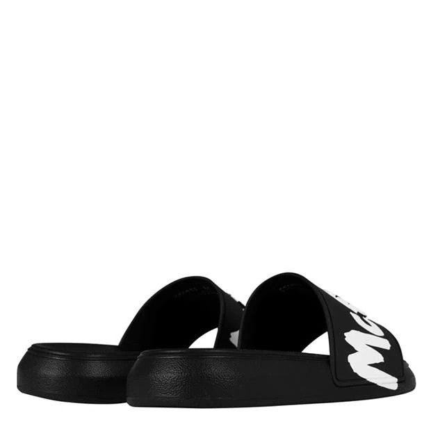 Alexander McQueen o1g2r1mq0824 Graffiti Sliders in Black & White Size US 7 / IT 37 - 4 Thumbnail