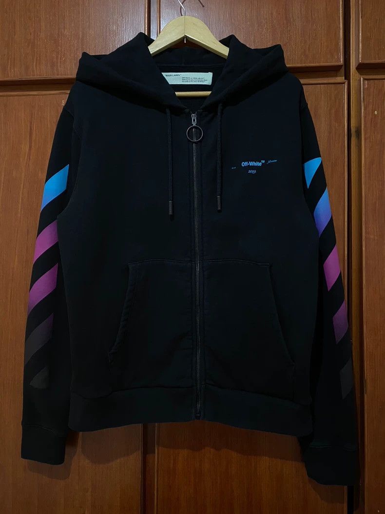 Balenciaga Off-White Rainbow Gradient Zip Hoodie Size US L / EU 52-54 / 3 - 2 Thumbnail