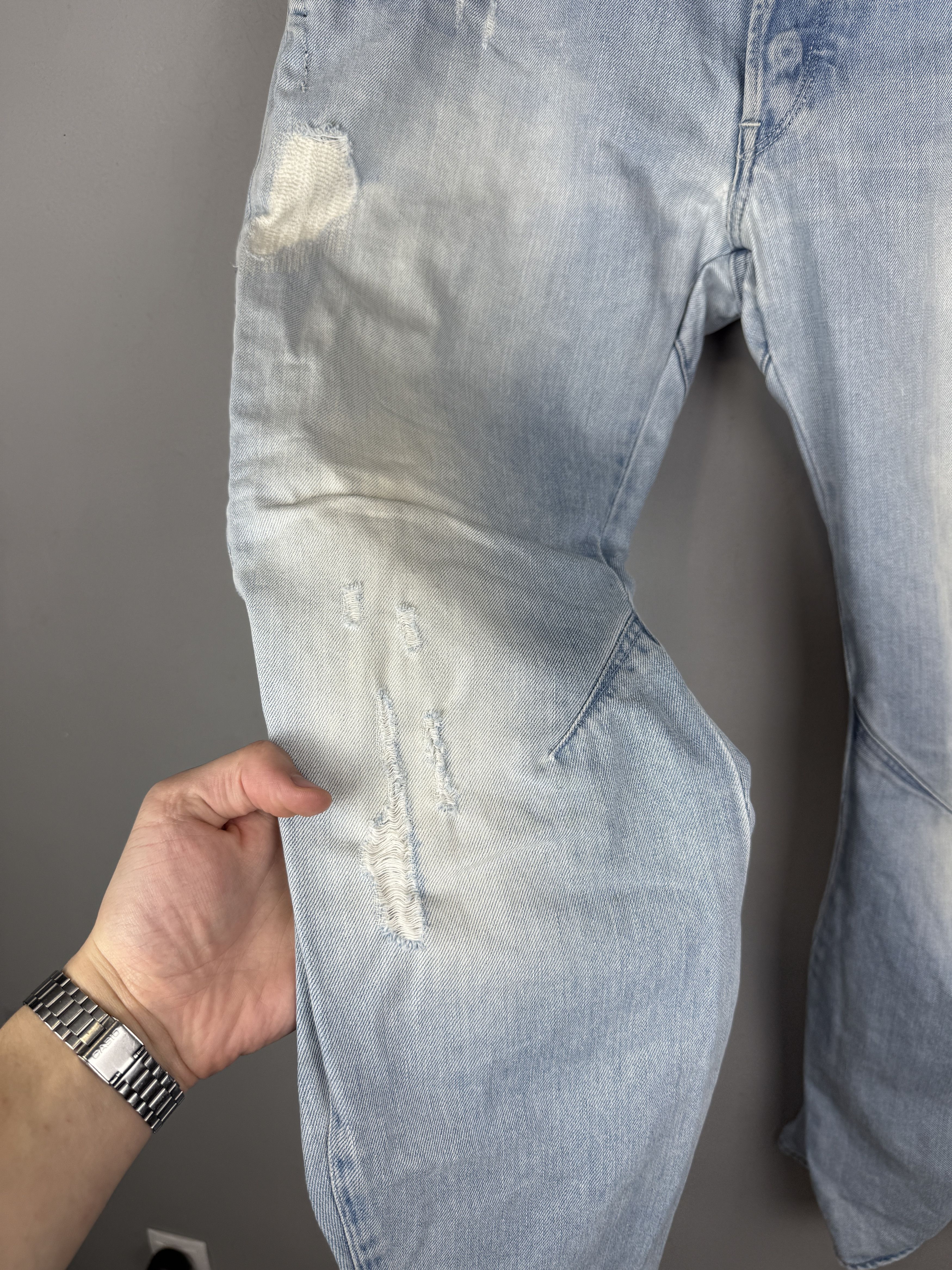 G-Star G-Star Raw Denim Jeans Arc Zip 3D Slim Blue Distressed Denim Size US 34 / EU 50 - 6 Thumbnail