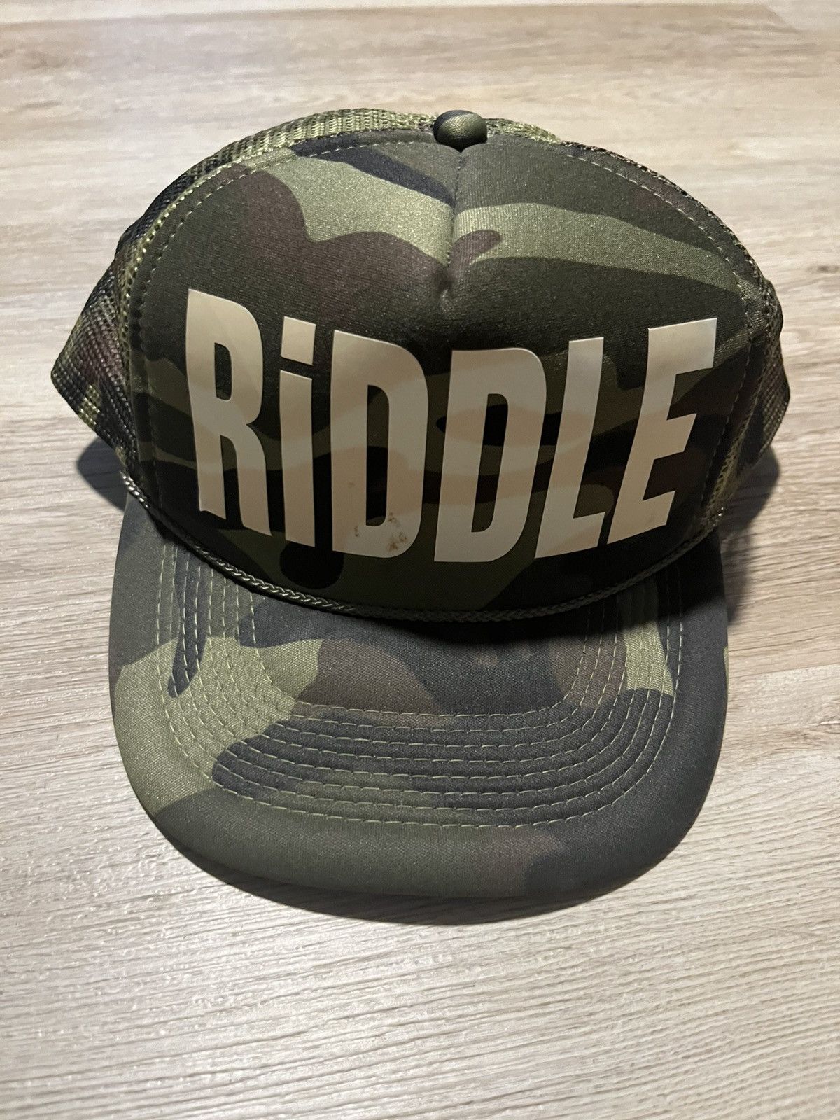 Antony Riddle Antony Riddle “RiDDLE” Camouflage Trucker Hat Size ONE SIZE - 1 Thumbnail