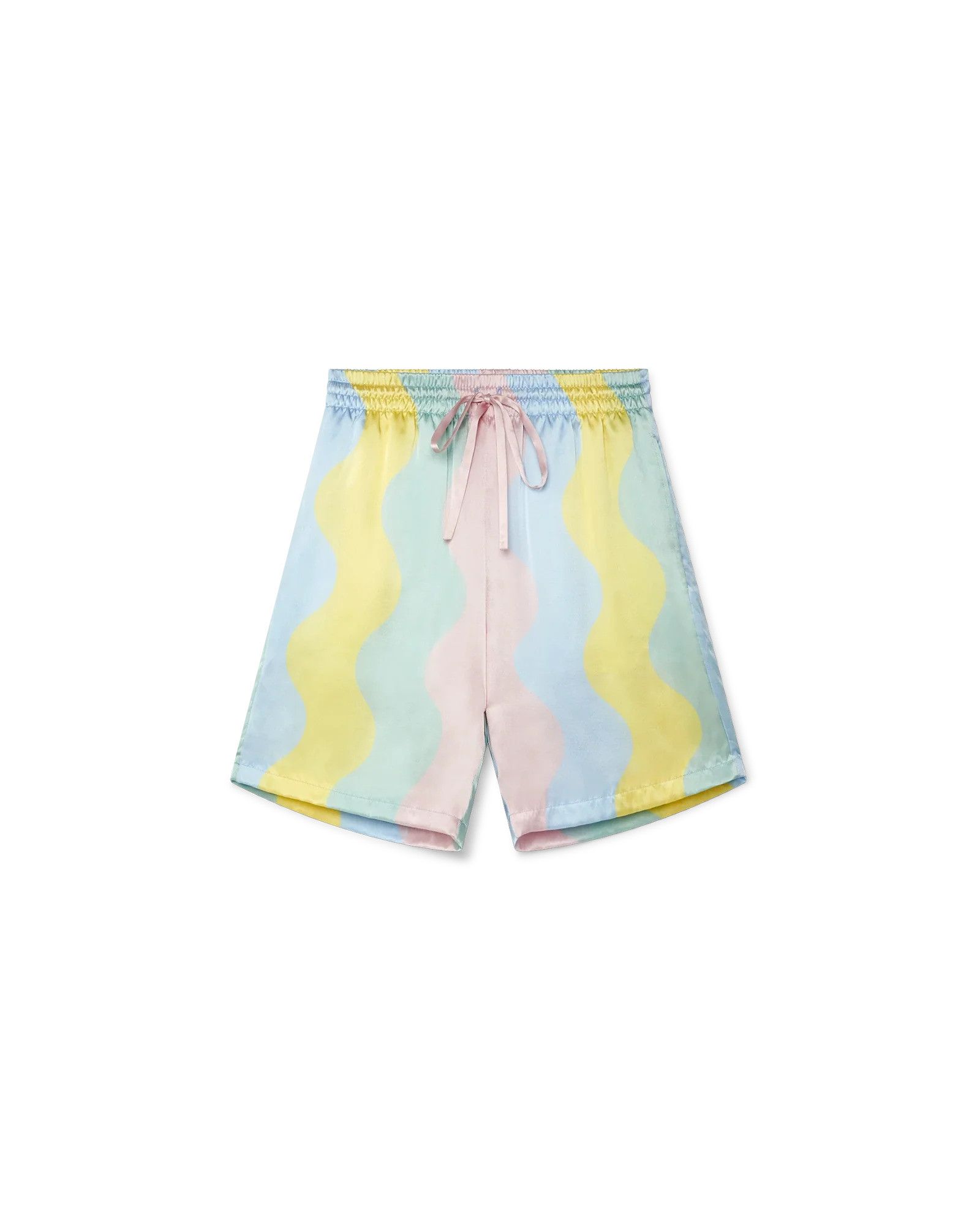 o1mle0325 Printed Silk Mini Shorts Ping Pong in Multicolor