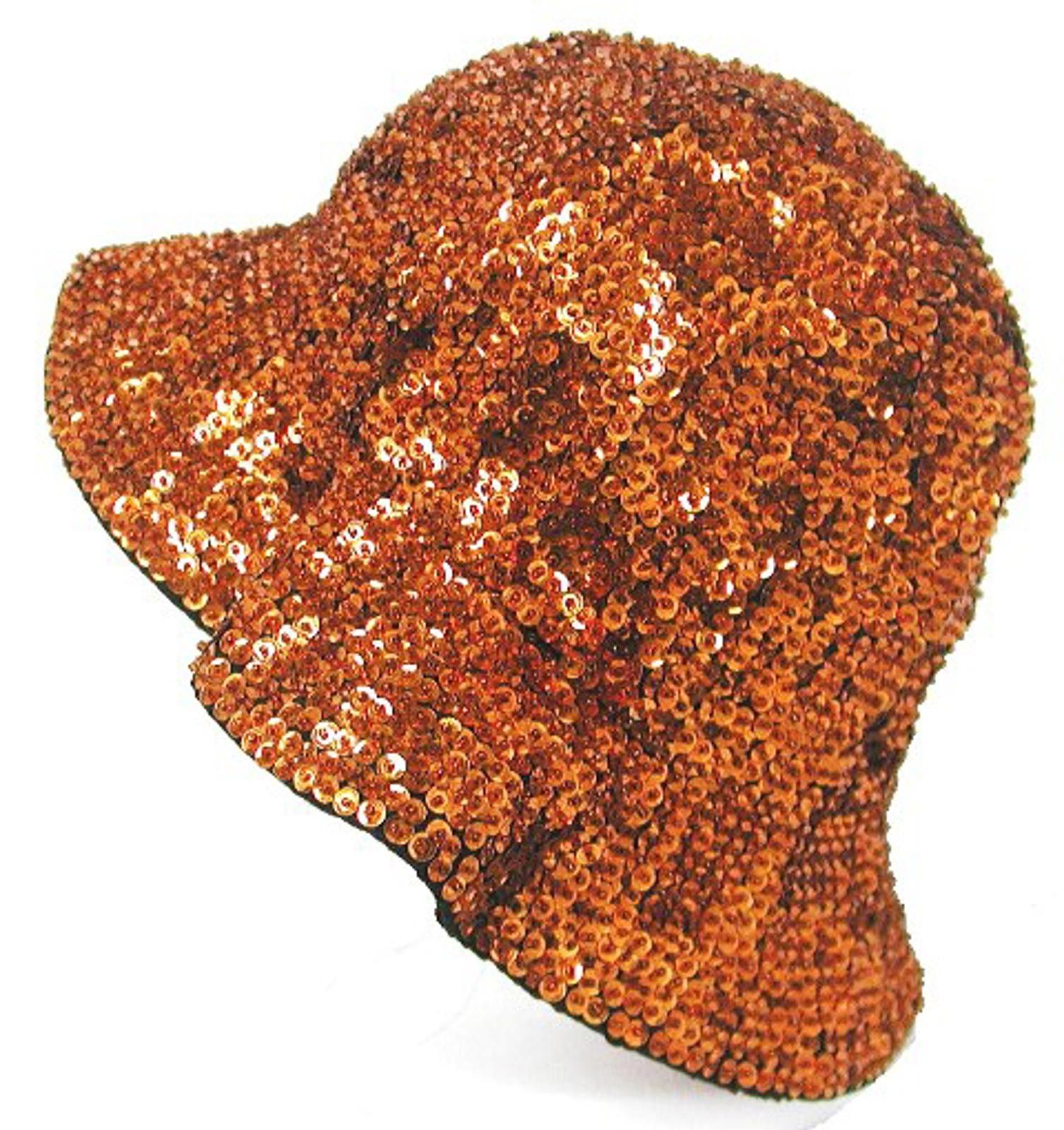 Designer Sequin Flipper Hat Brown/Copper Size ONE SIZE - 1 Preview
