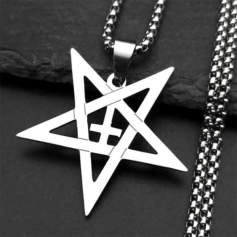 Jewelry Gothic Witchcraft Inverted Pentacle Cross Pendant Necklace Size ONE SIZE - 2 Thumbnail