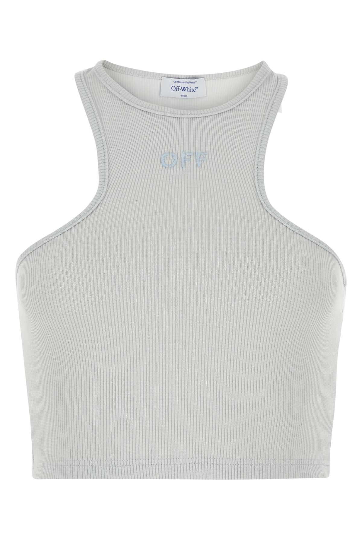 image of Off White Light Grey Stretch Cotton Top, Women's (Size XS)