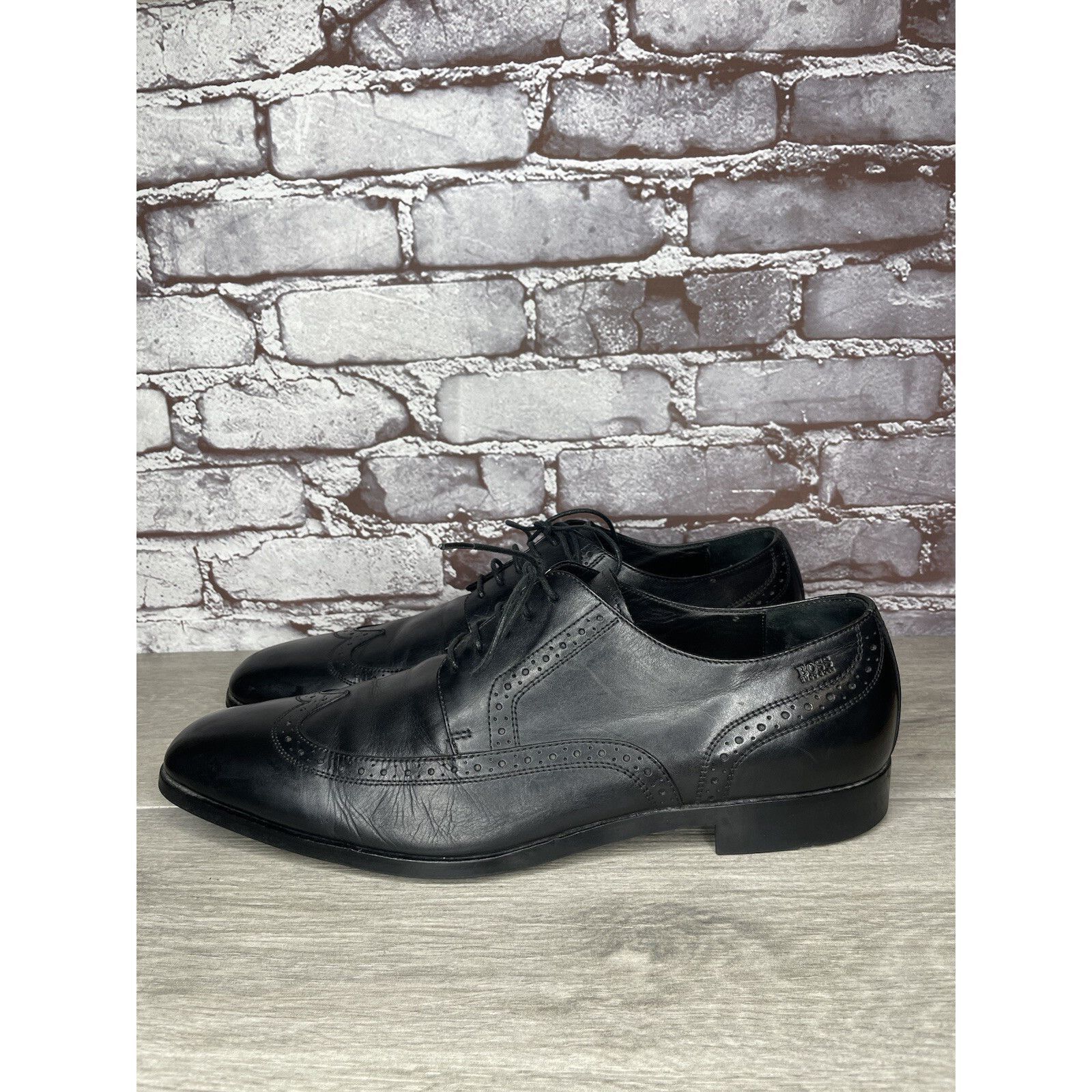 Hugo Boss Boss Hugo Boss Black Leather Wingtip Oxfords Dress Shoes Men Size US 12 / EU 45 - 14 Thumbnail