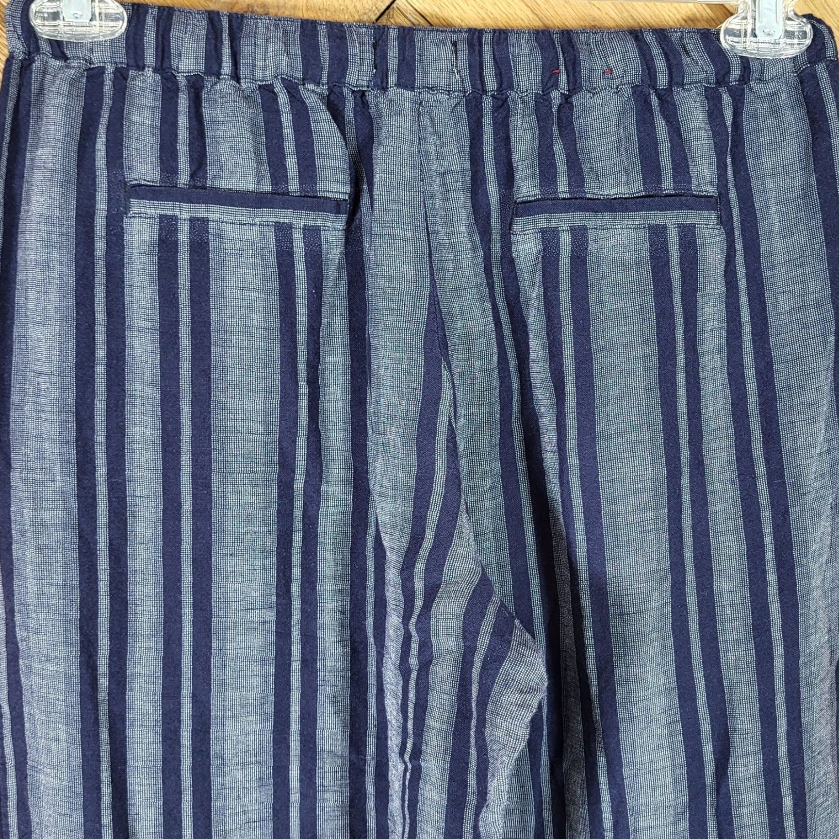 Merona Merona Blue Striped Linen Blend Wide Leg Pants XS Womens Linen Rayon Lightweight Elastic Drawstring Size 26" / US 2 / IT 38 - 3 Thumbnail