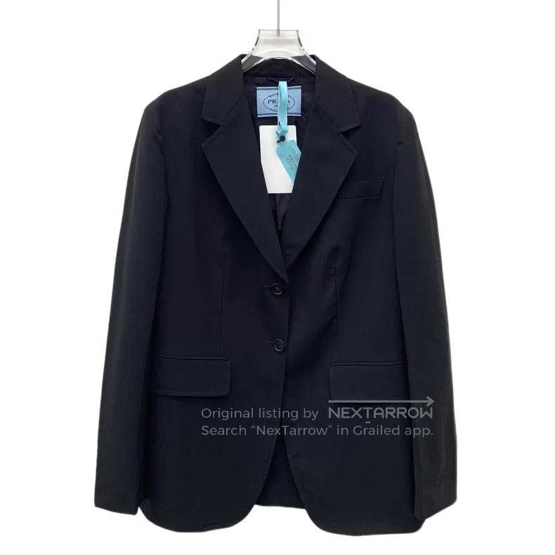 Prada Prada Black sheep wool lapel single-breasted long-sleeved Size 44R - 1 Thumbnail