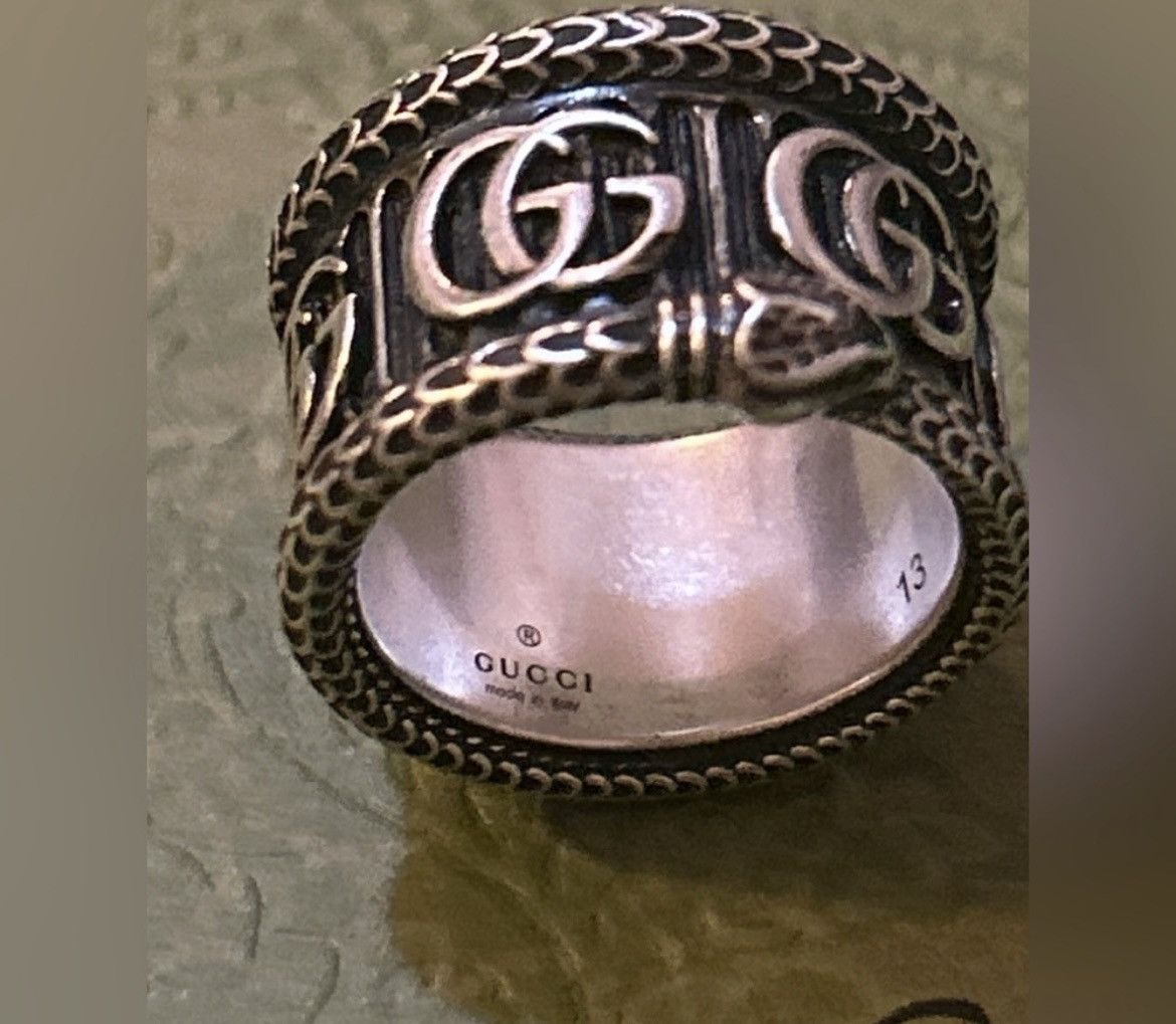 Gucci Gucci Silver Marmont Snake Ring with Double G AG925 Size ONE SIZE - 8 Thumbnail