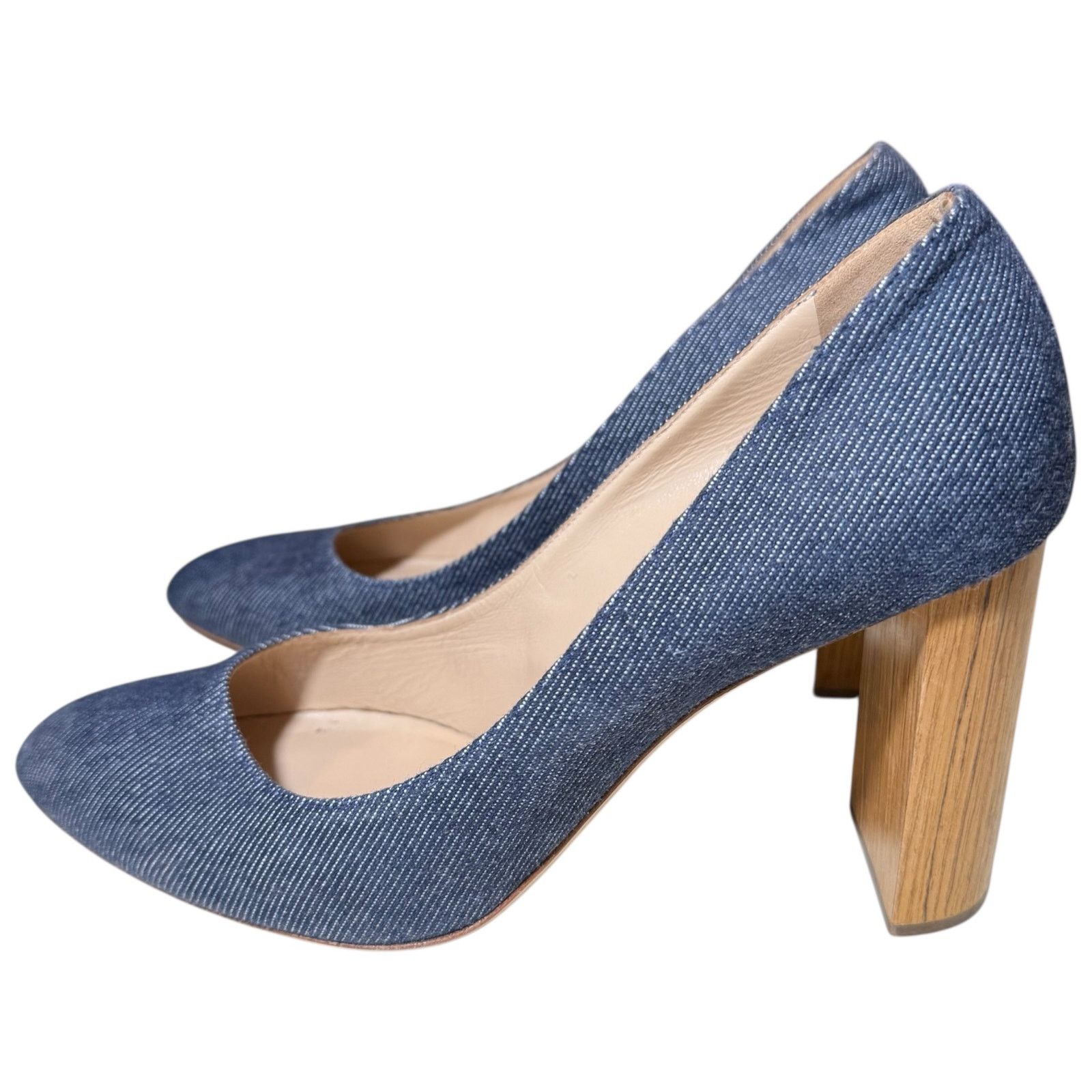 M.Gemi M. Gemi Lustro Denim Pumps Wood Grain Block Heel Size 38.5 Size US 8 / IT 38 - 8 Thumbnail