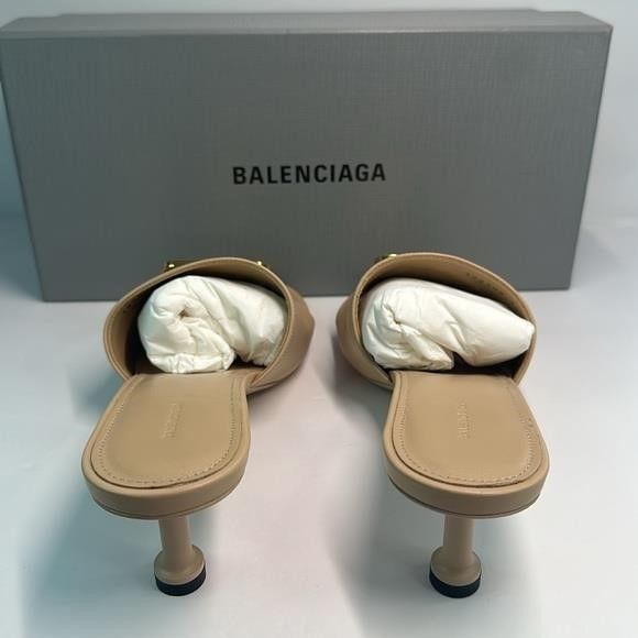 Balenciaga 💯- New Authentic Balenciaga Beige Groupie Leather Heels Size US 9 / IT 39 - 6 Thumbnail
