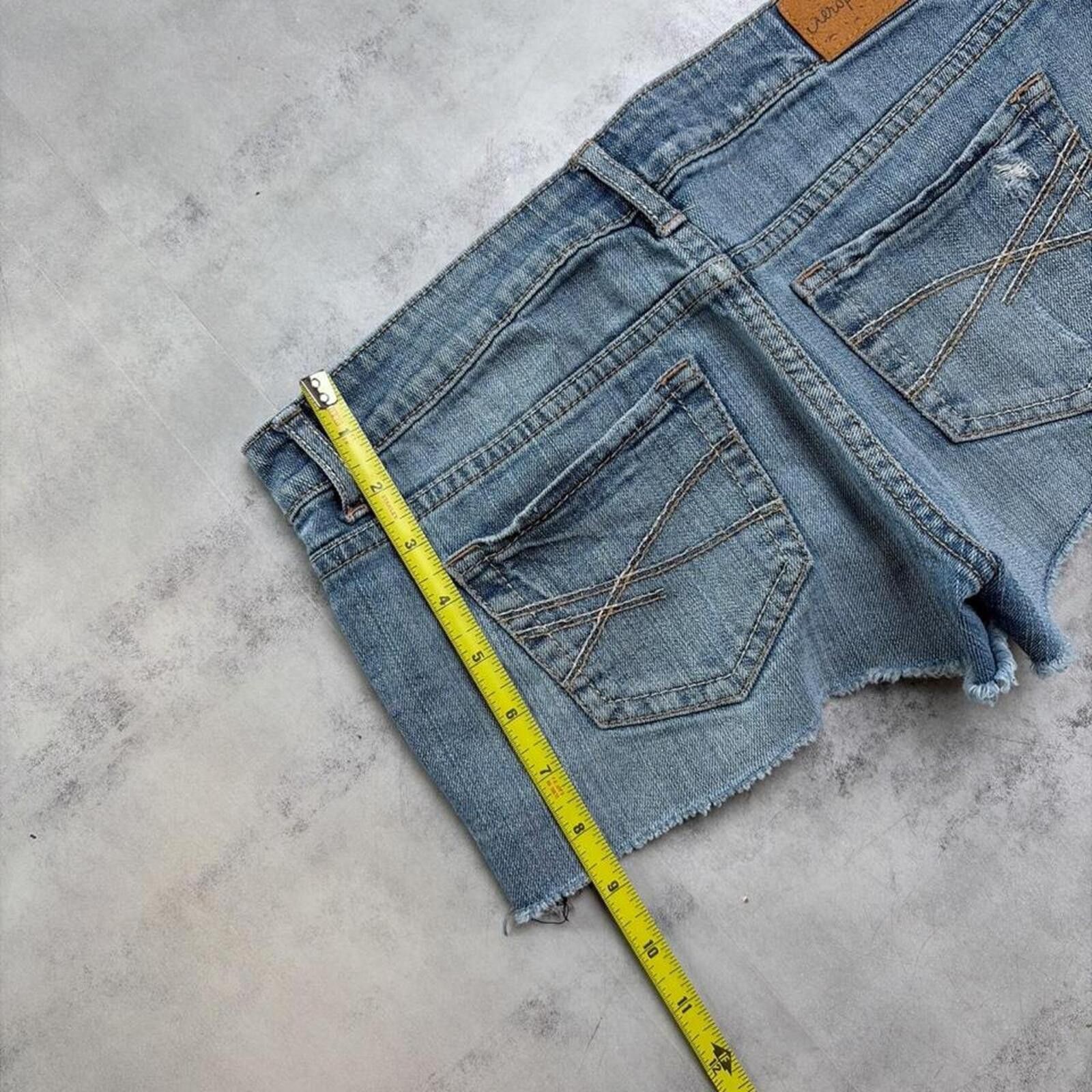 Aeropostale Y2K Blue Aeropostale Grunge Patchwork Mini Denim Shorts Size 25" / US 0 / IT 36 - 7 Thumbnail