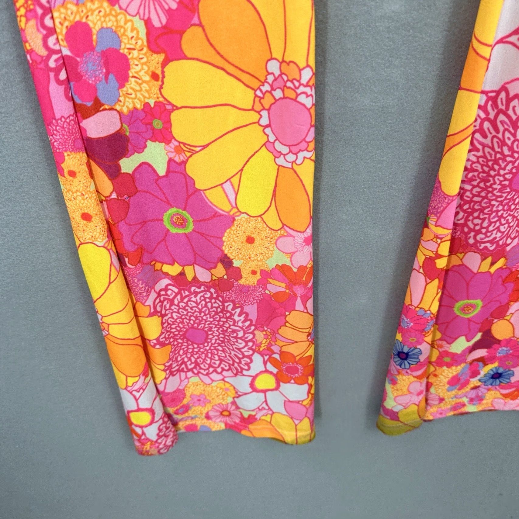 Vintage Elsie & Fred Floral Pants Womens XS Pink Hippie Flare Retro Zipper Casual Festival Flares Size 26" / US 2 / IT 38 - 4 Thumbnail