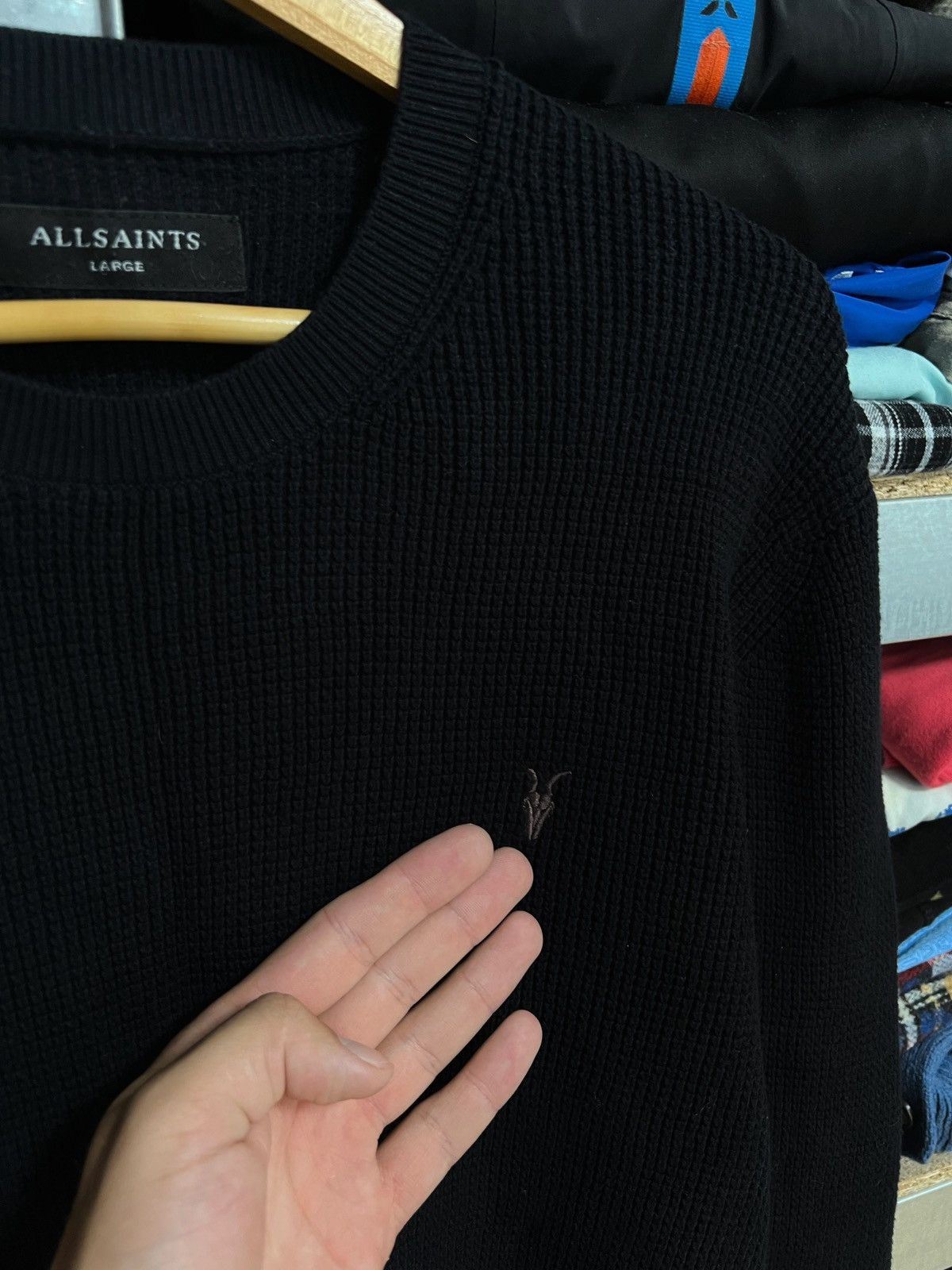 Allsaints × Designer Allsaints Jumper Sweater Waffle Knit Men’s Sweatshirt Size L Size US L / EU 52-54 / 3 - 3 Thumbnail
