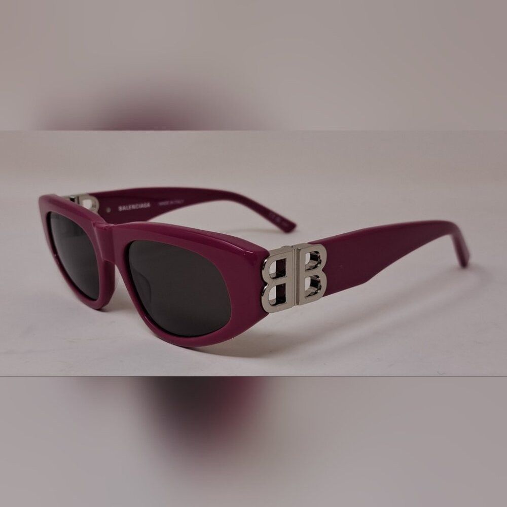 Balenciaga Balenciaga Sunglasses Fuschia Gray BB Temples Oval Cat Eye Size ONE SIZE - 4 Thumbnail