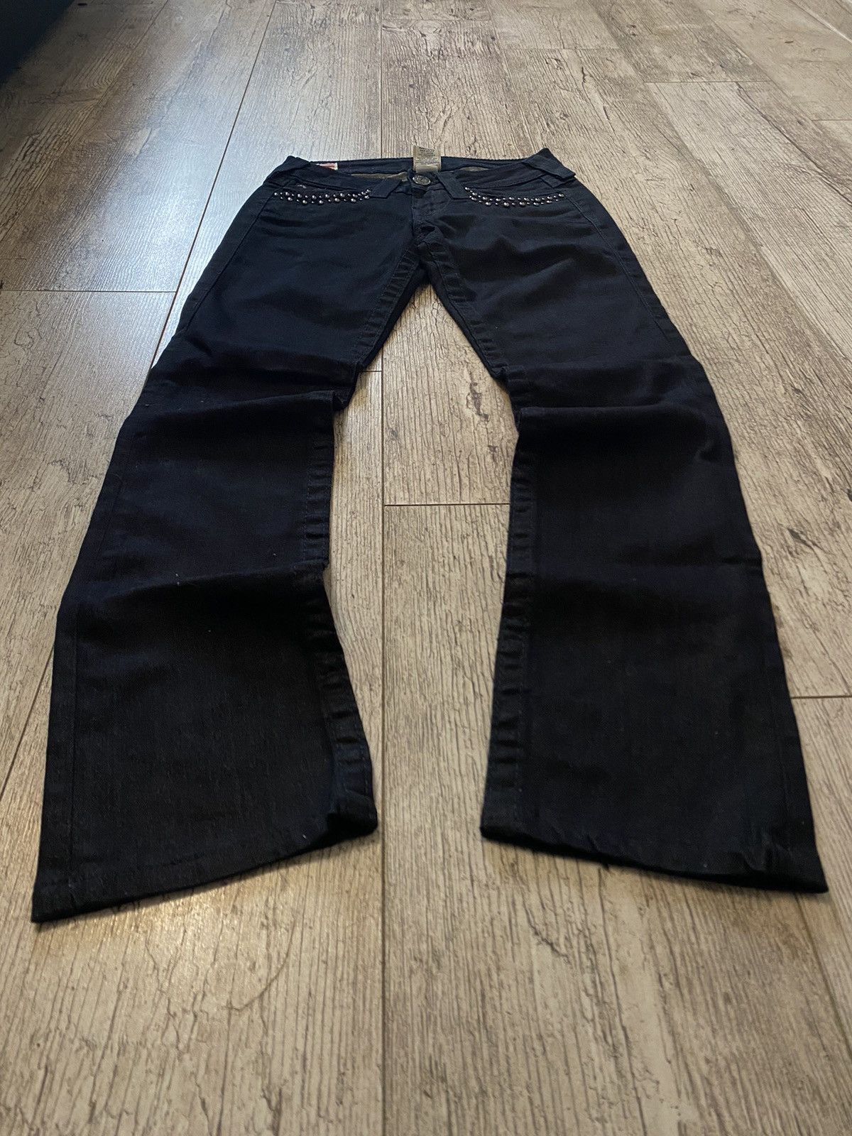パンツ archive grunge black flare denim 00s archive flare denim y2k opium punk 黒 - メルカリ